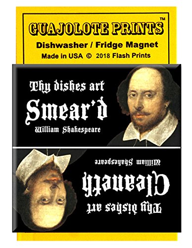 Funny Shakespeare Dishwasher Clean Dirty Magnet Sign - Strong Magnetic Indicator for Dishwasher Door - Perfect for Kitchen, Office, or RV Use