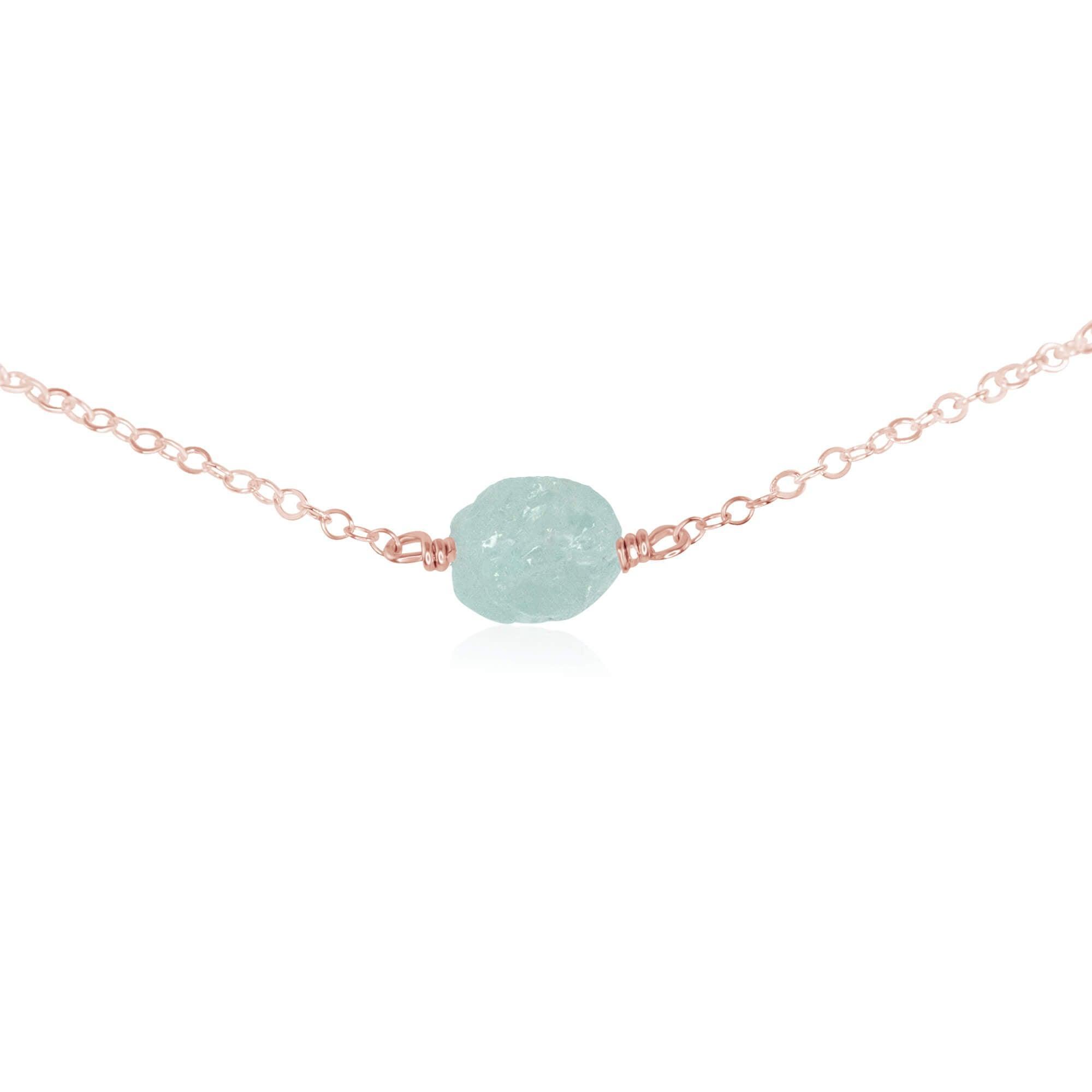 Natural Raw Aquamarine Crystal Nugget Choker Necklace - Elegant Bohemian Jewelry for Women, Perfect for Beach Weddings, Festivals & Layering