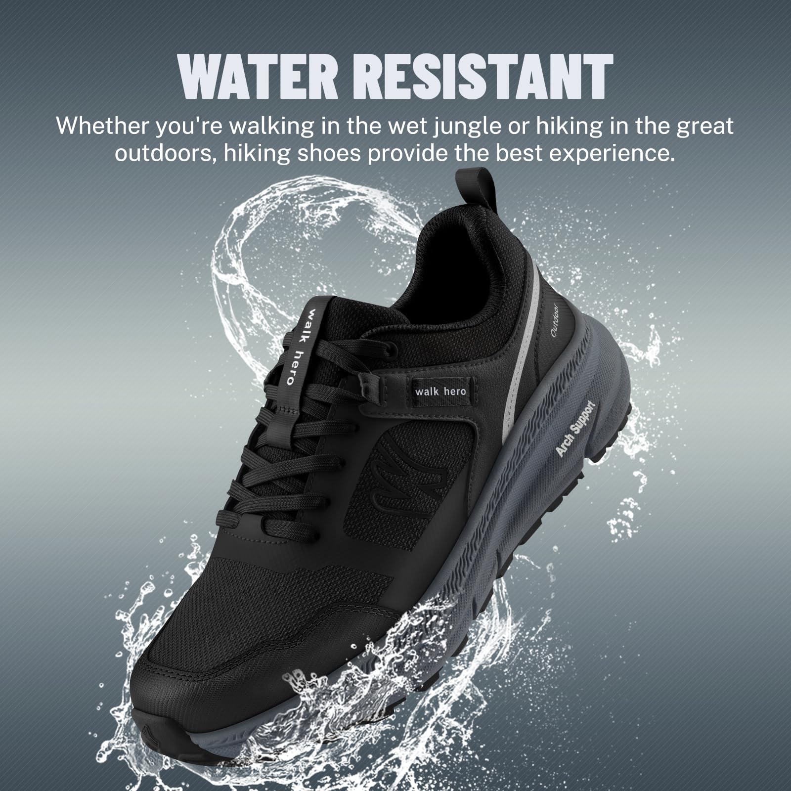 Men's Hiking Shoes for Plantar Fasciitis Relief - Lightweight Waterproof Walking Sneakers with Non-Slip Rubber Sole & Arch Support - Orthopedic Shoes for Foot & Heel Pain - Perfect for Outdoor Adventures, Trail Hiking & Daily Comfort