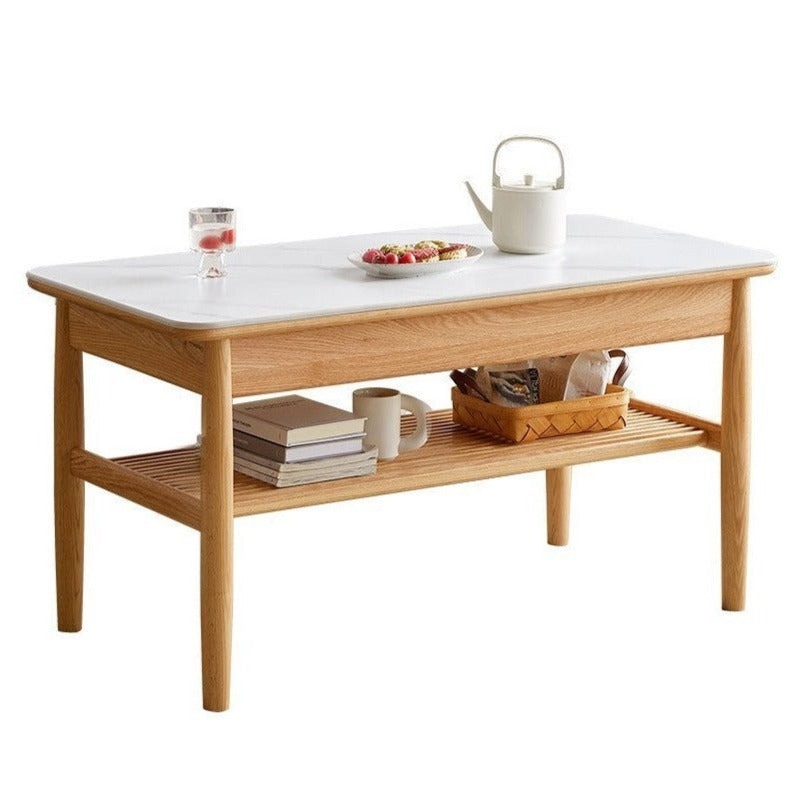 Solid Oak Wood Rocking Coffee Table - Rustic Living Room Furniture for Home Decor, Perfect for Living Room, Lounge, or Patio