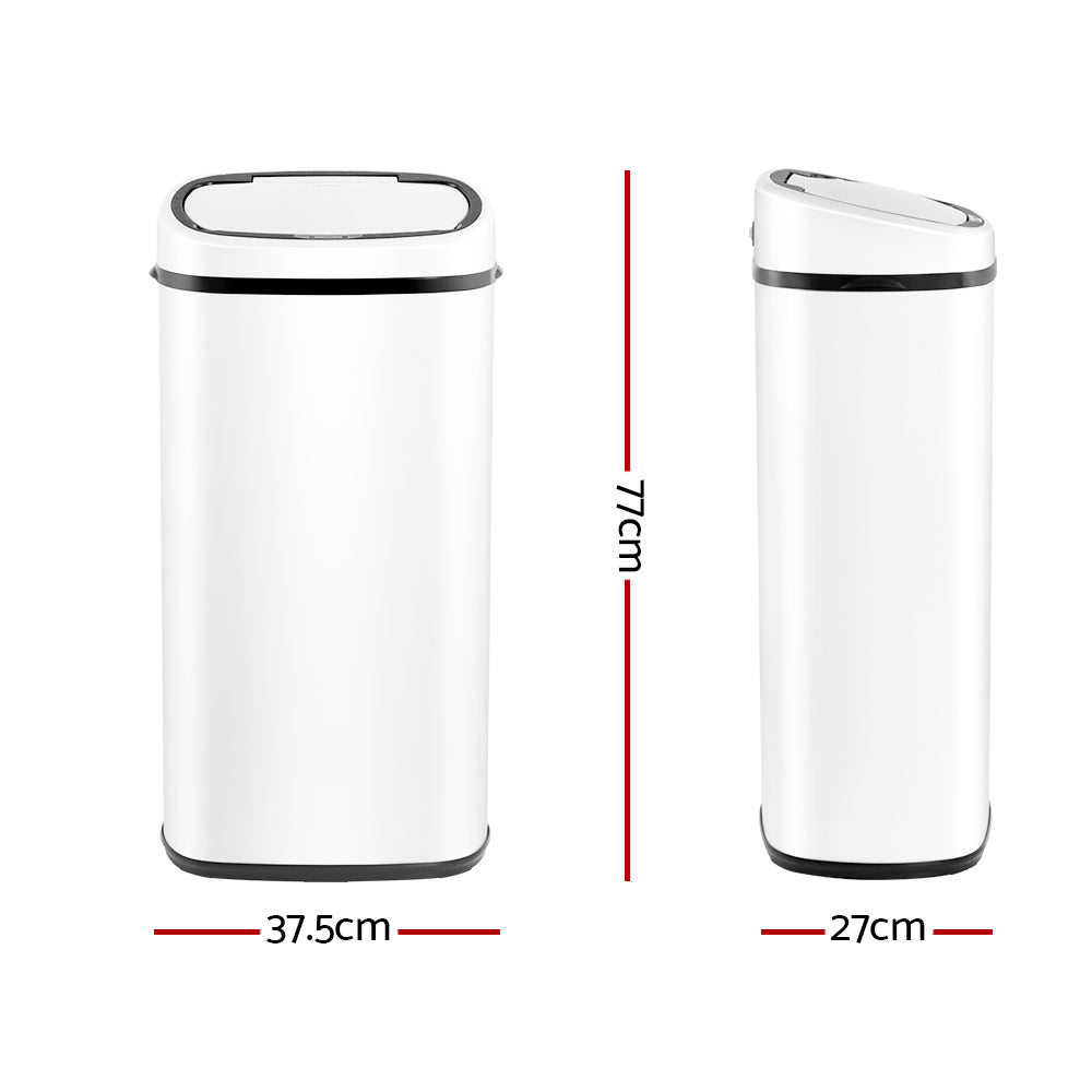 Devanti 68L Sensor Trash Can - Automatic Motion Sensor Touchless Kitchen Garbage Bin with Lid, White - Perfect for Home, Office, and Restaurant Use