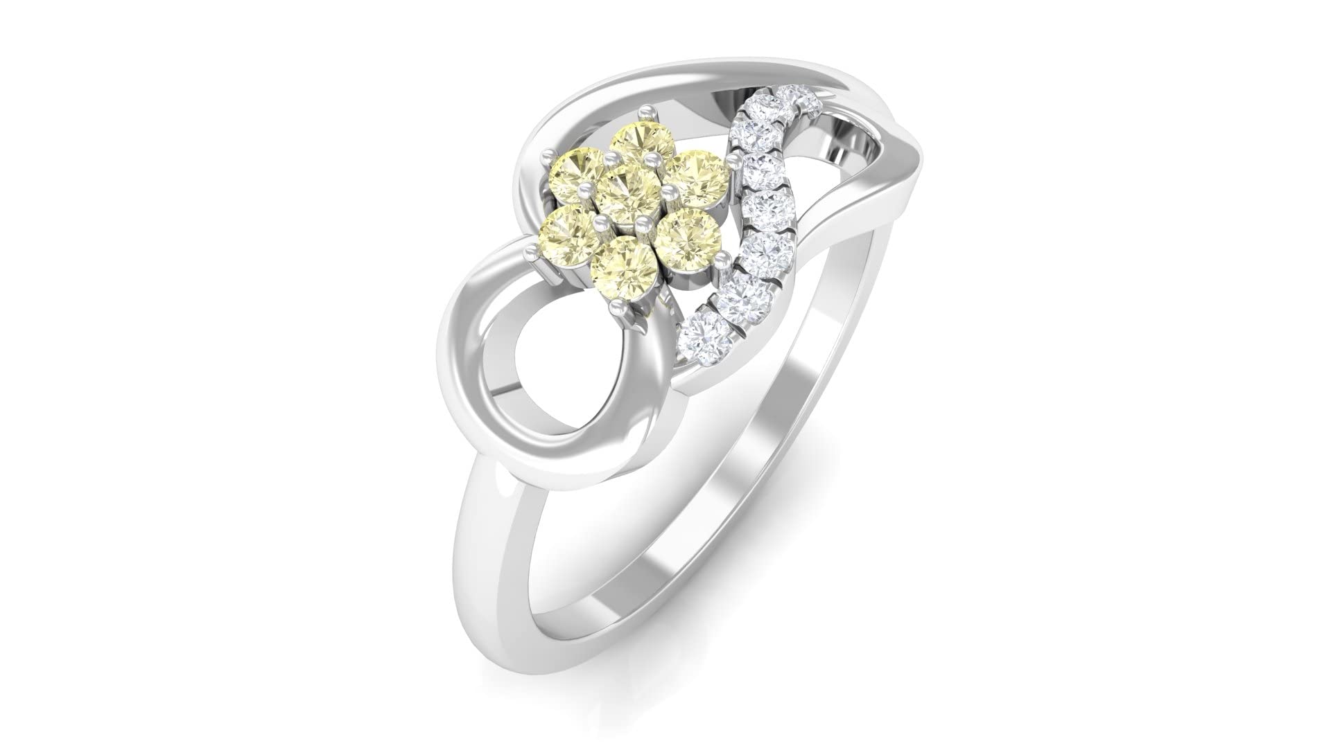 Certified 14K Solid Gold Yellow Sapphire & Diamond Infinity Promise Ring for Women - Elegant Gift for Anniversary, Engagement & Special Occasions