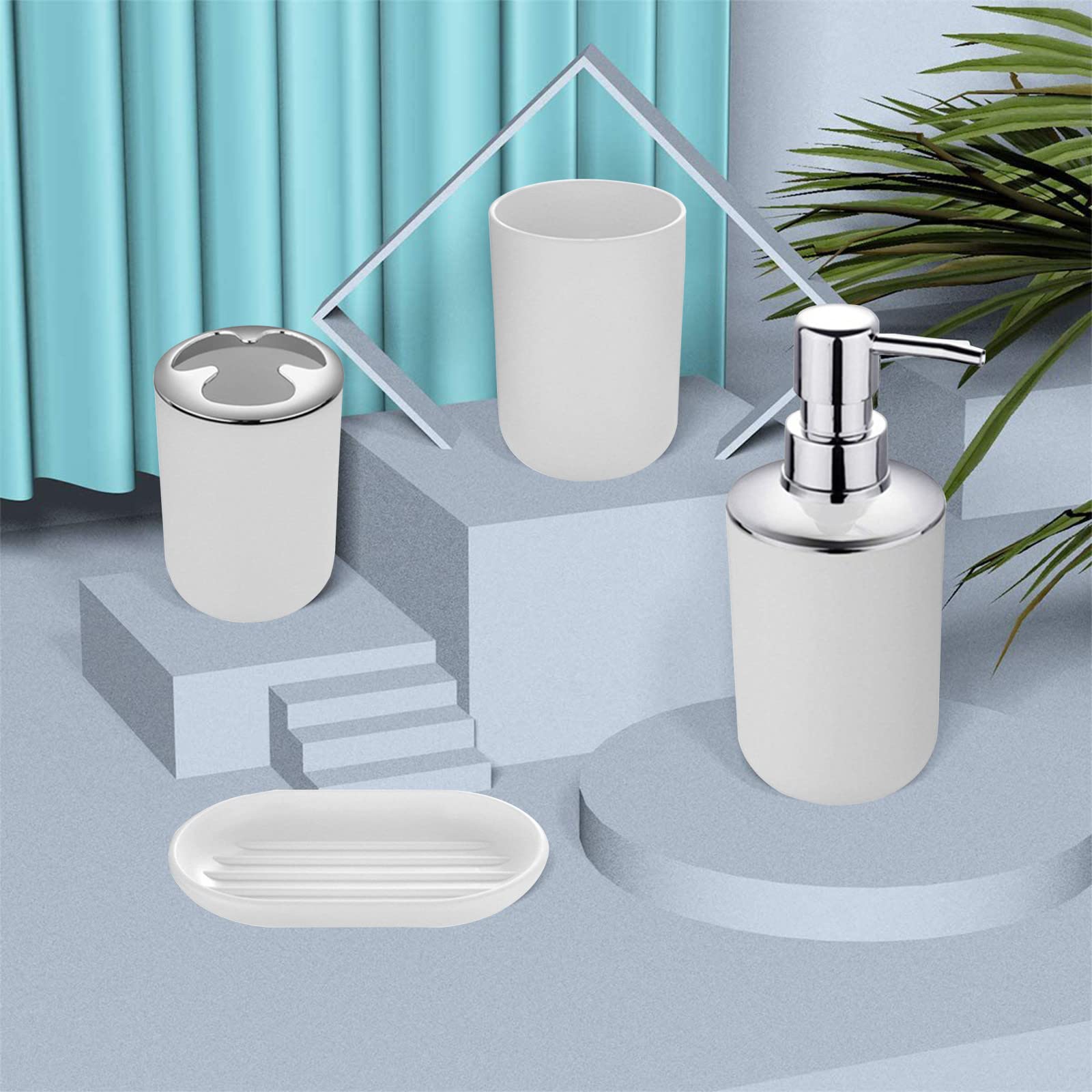 4-Piece Bathroom Accessory Set with Soap Dispenser & Toothbrush Holder - Perfect for New Apartments & Housewarming Gifts