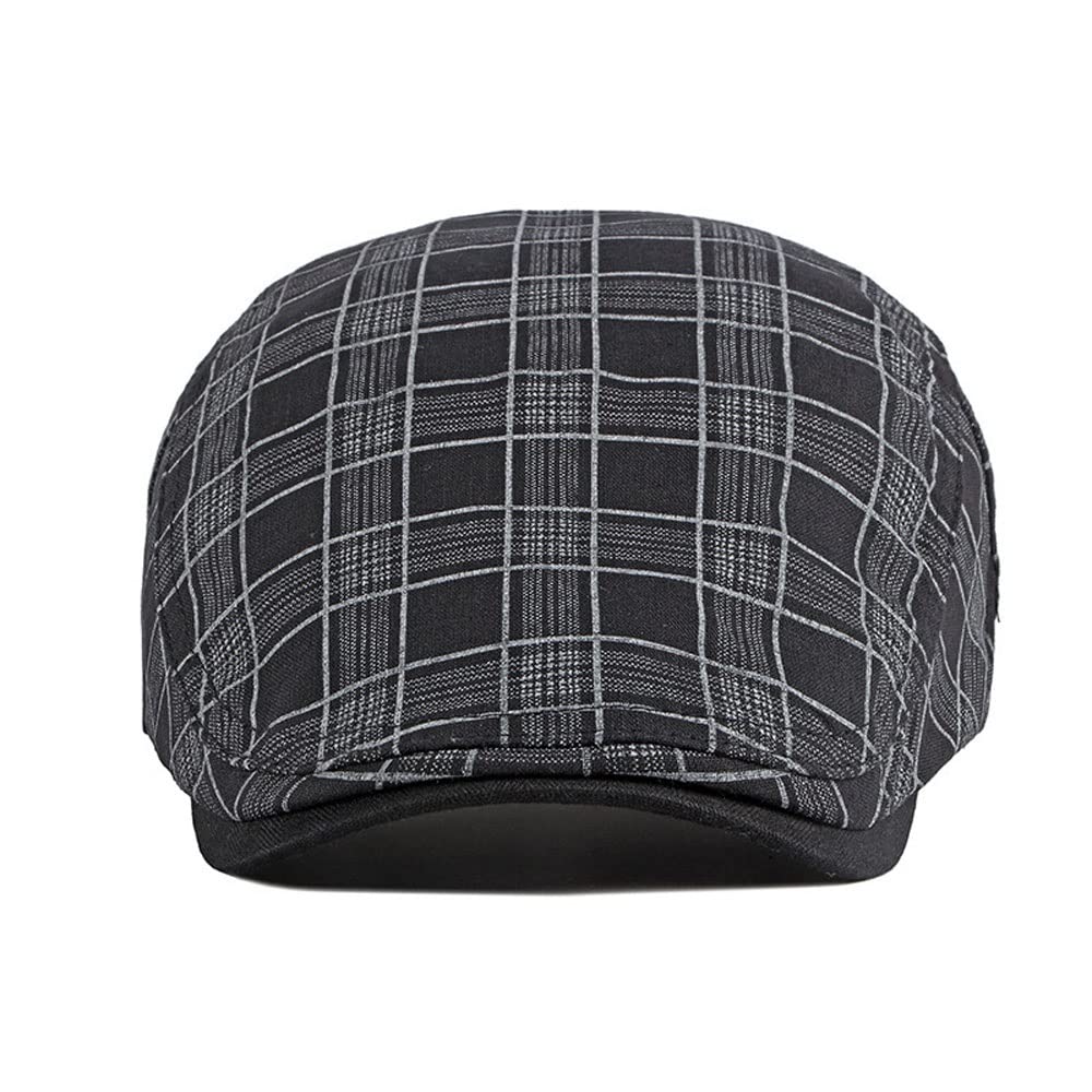 Fashion Striped Lattice Beret Hat for Women & Men - Adjustable Plaid Flat Cap (55-60cm) - Perfect for Spring Summer Outfits, Casual Wear, and Outdoor Activities