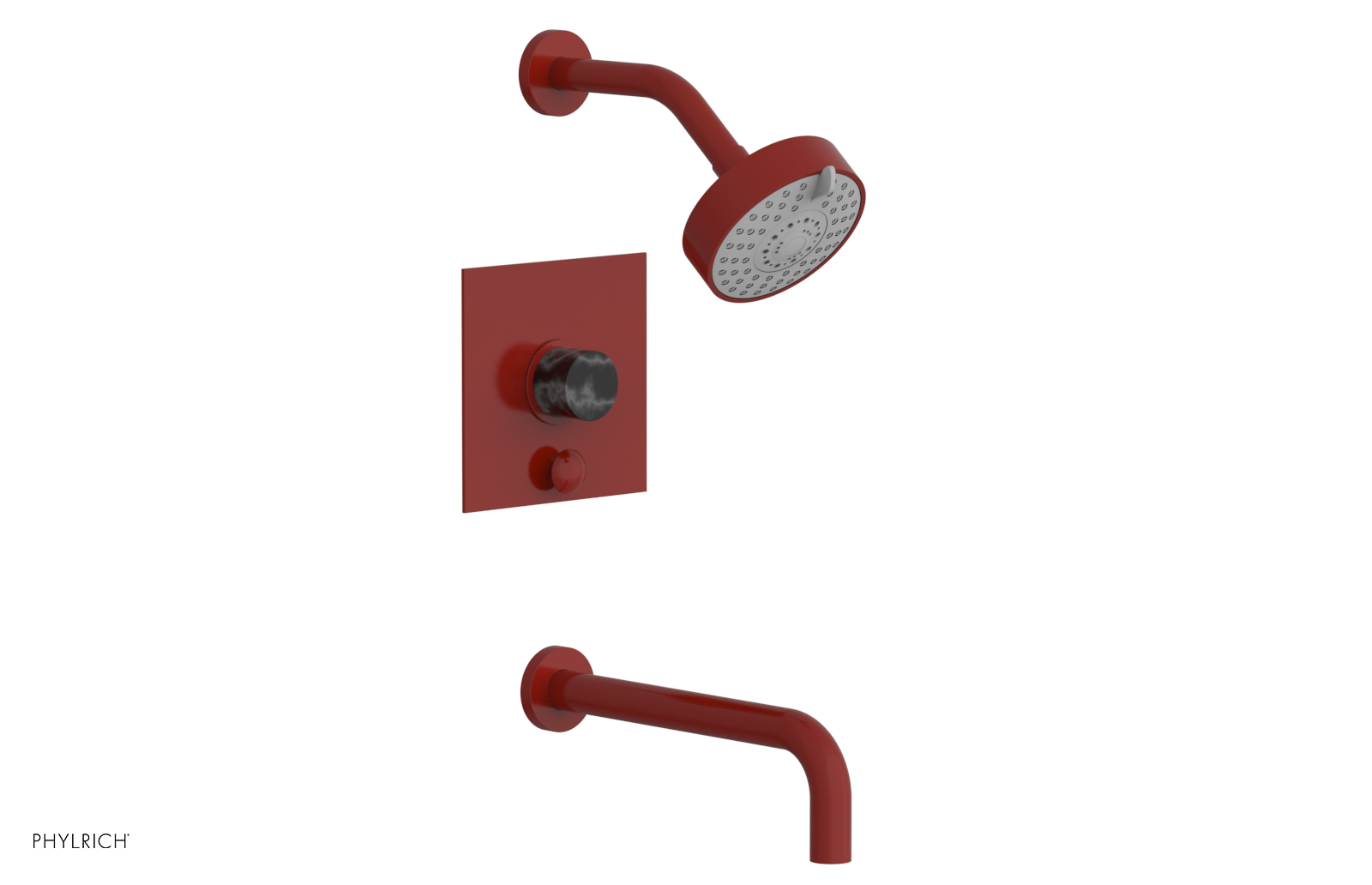 BASIC II 10 Pressure Balance Tub and Shower Faucet Set - Black Marble Finish - 230S 28 10 - Perfect for Modern Bathroom Renovations & Spa-Like Showers