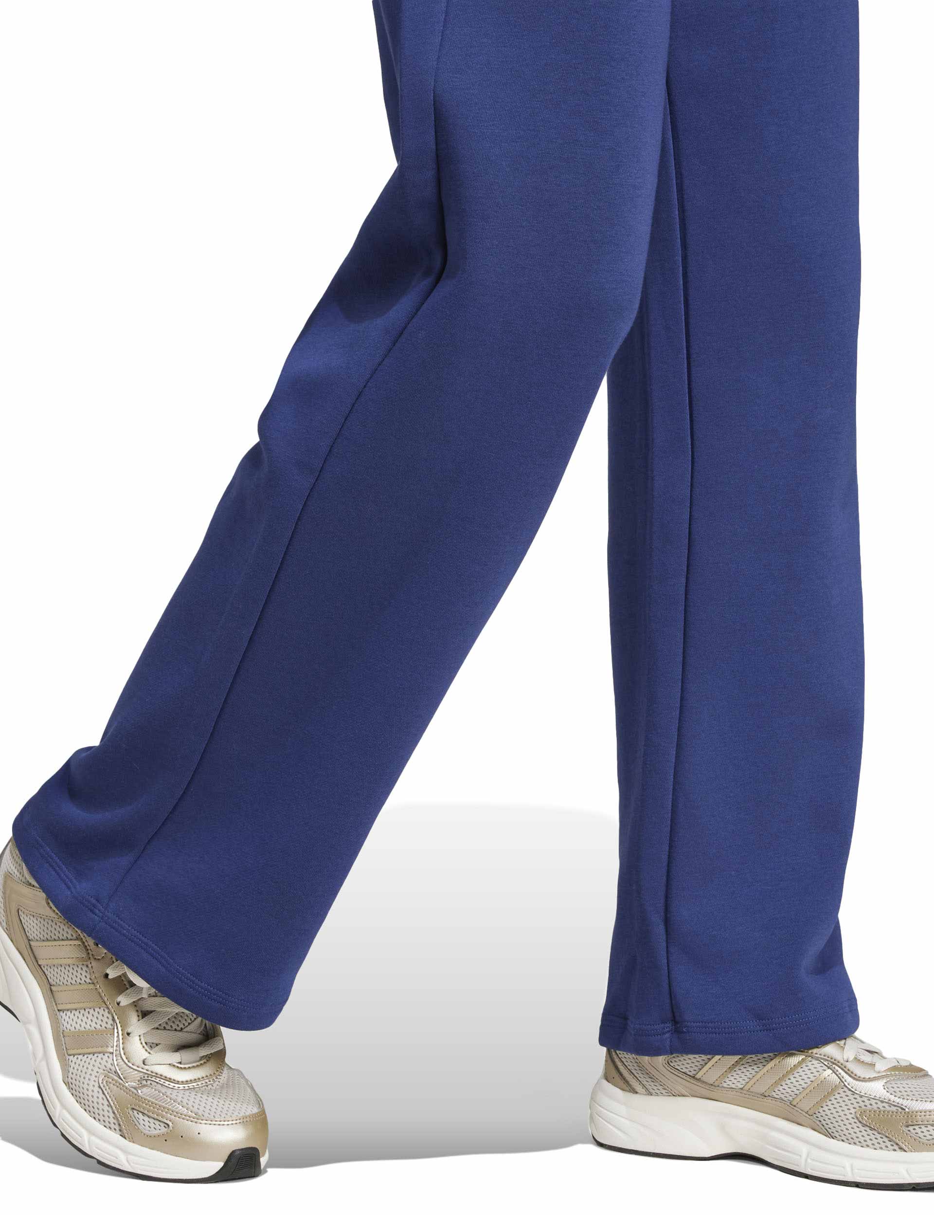 Essentials Small Logo Cozy Open Hem Joggers - Dark Blue/White | Comfortable Lounge Pants for Home, Gym & Casual Wear