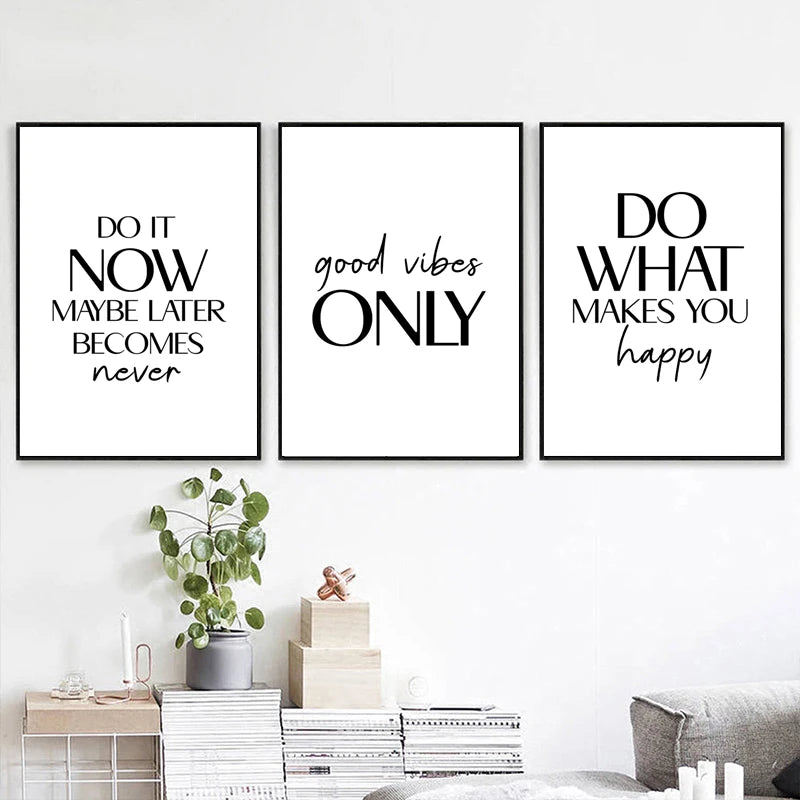 Inspirational Quotes Wall Art - Modern Cursive Verse Canvas Paintings & Posters for Home Office Decor | Nordic Style Motivational Wall Decor for Living Room, Bedroom & Workspace