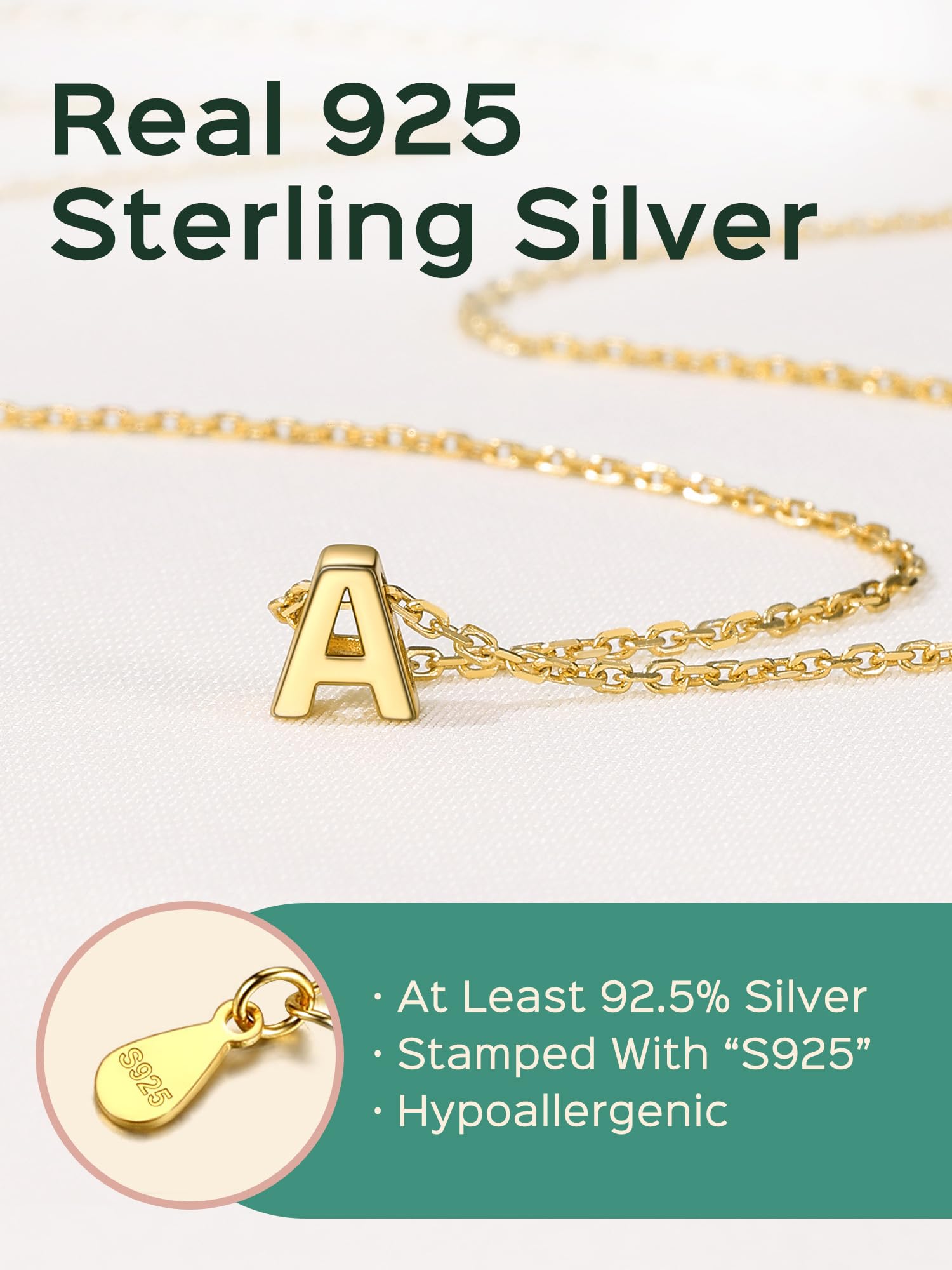 ChicSilver 925 Sterling Silver Initial Necklace for Women - Personalized Dainty Letter Pendant Jewelry Gift with Gift Box | Birthday, Anniversary, Valentine's Day Present
