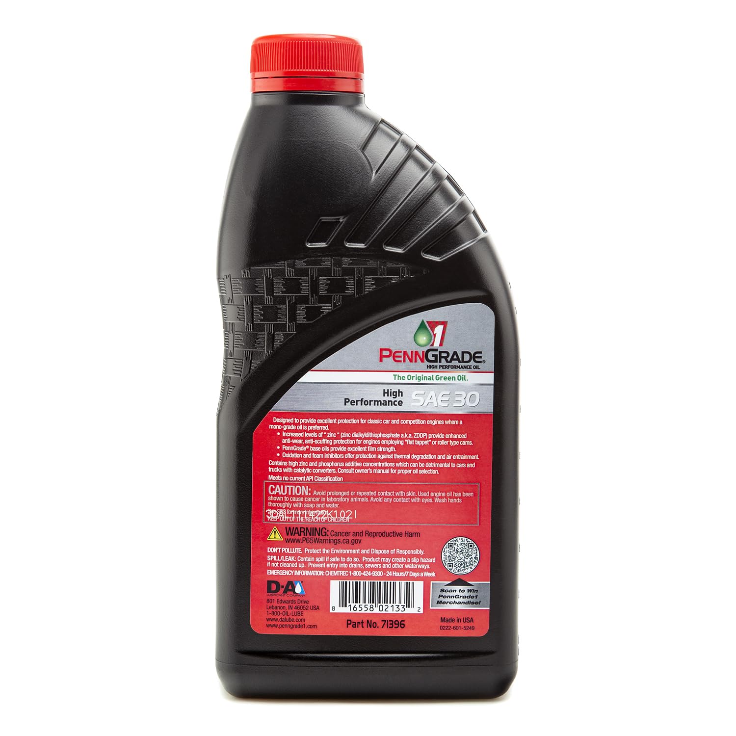 **PENN GRADE 1 Monograde High Performance Oil SAE 30 - 1 Quart (12 Pack) - Ideal for Classic Cars, Motorcycles & Small Engines**