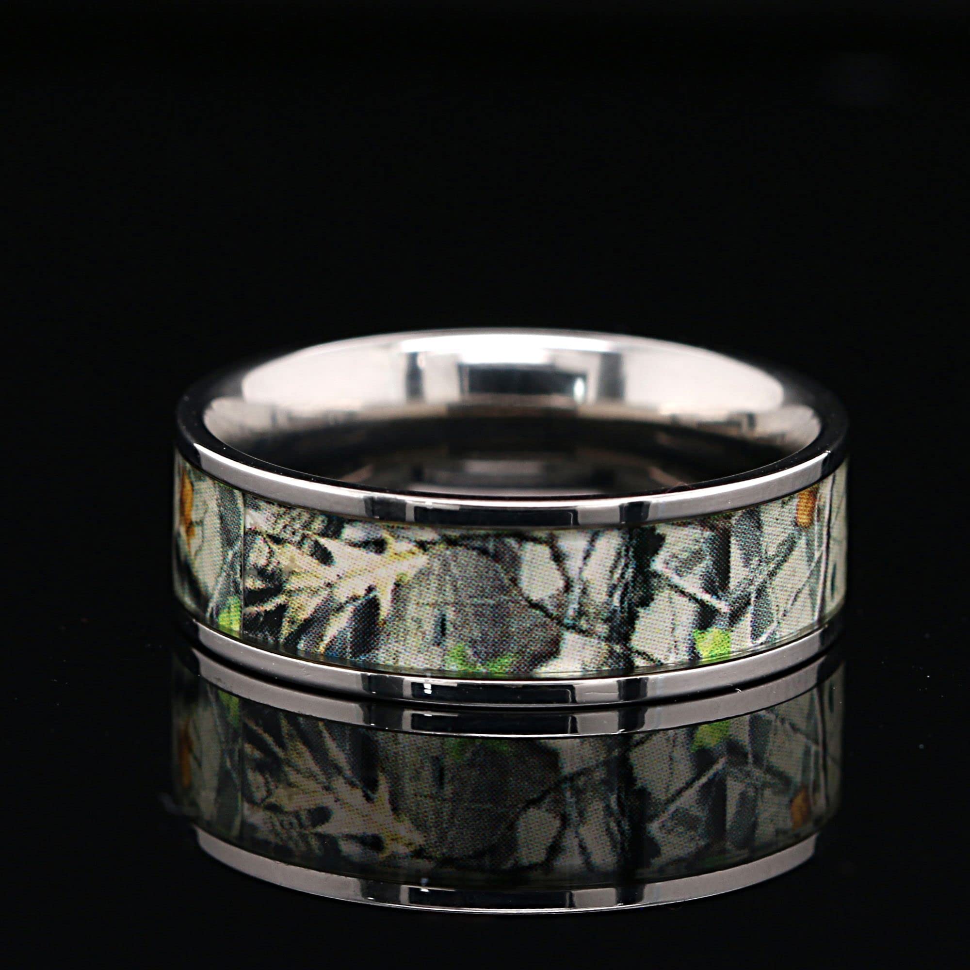 His & Hers 3-Piece Camo Wedding Ring Set - Stainless Steel & Titanium Matching Engagement Rings for Couples - Perfect for Outdoor, Hunting & Military-Themed Weddings