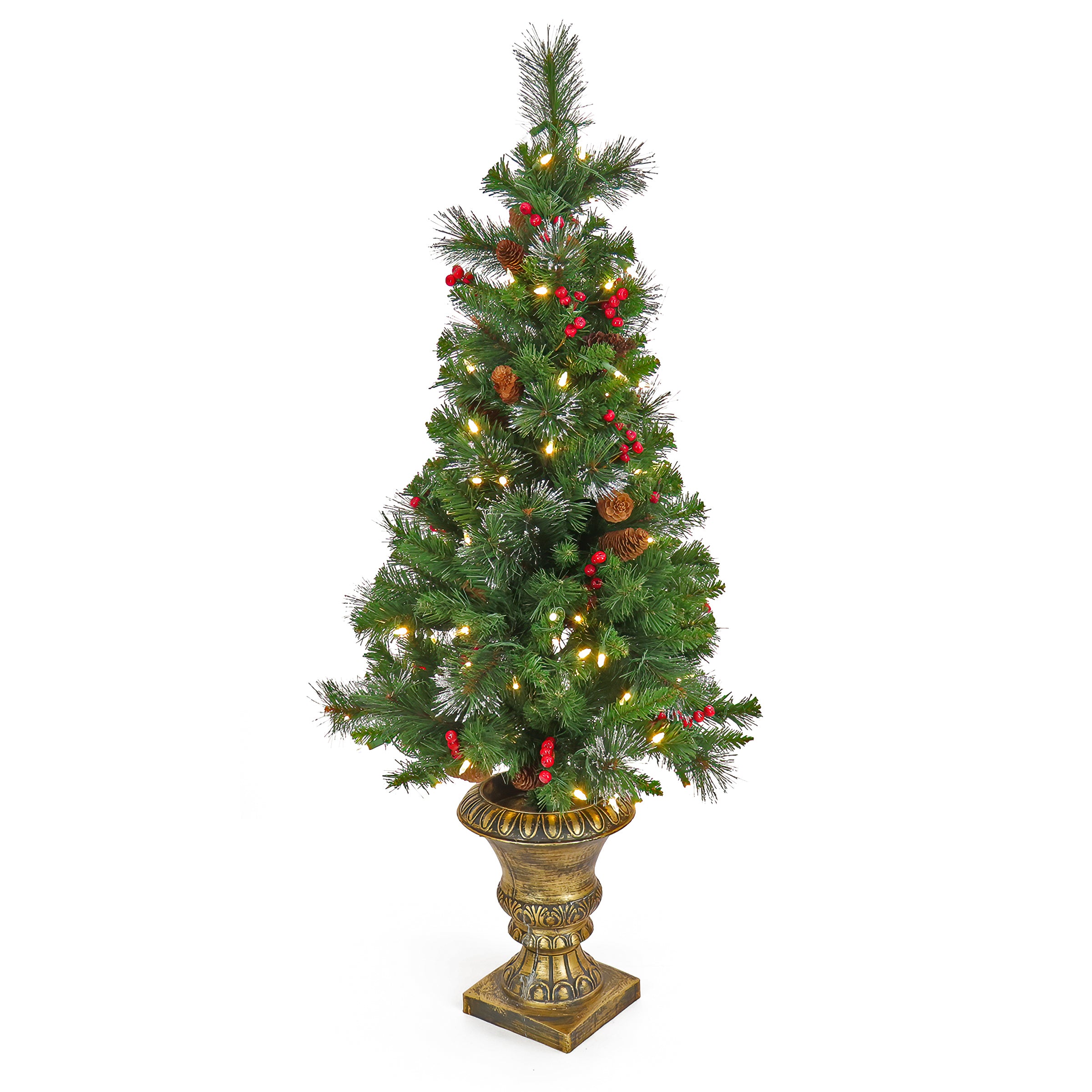 4 ft. Pre-Lit Crestwood Spruce Artificial Christmas Tree with 200 Warm White LED Lights - Perfect for Home, Office & Holiday Decorations