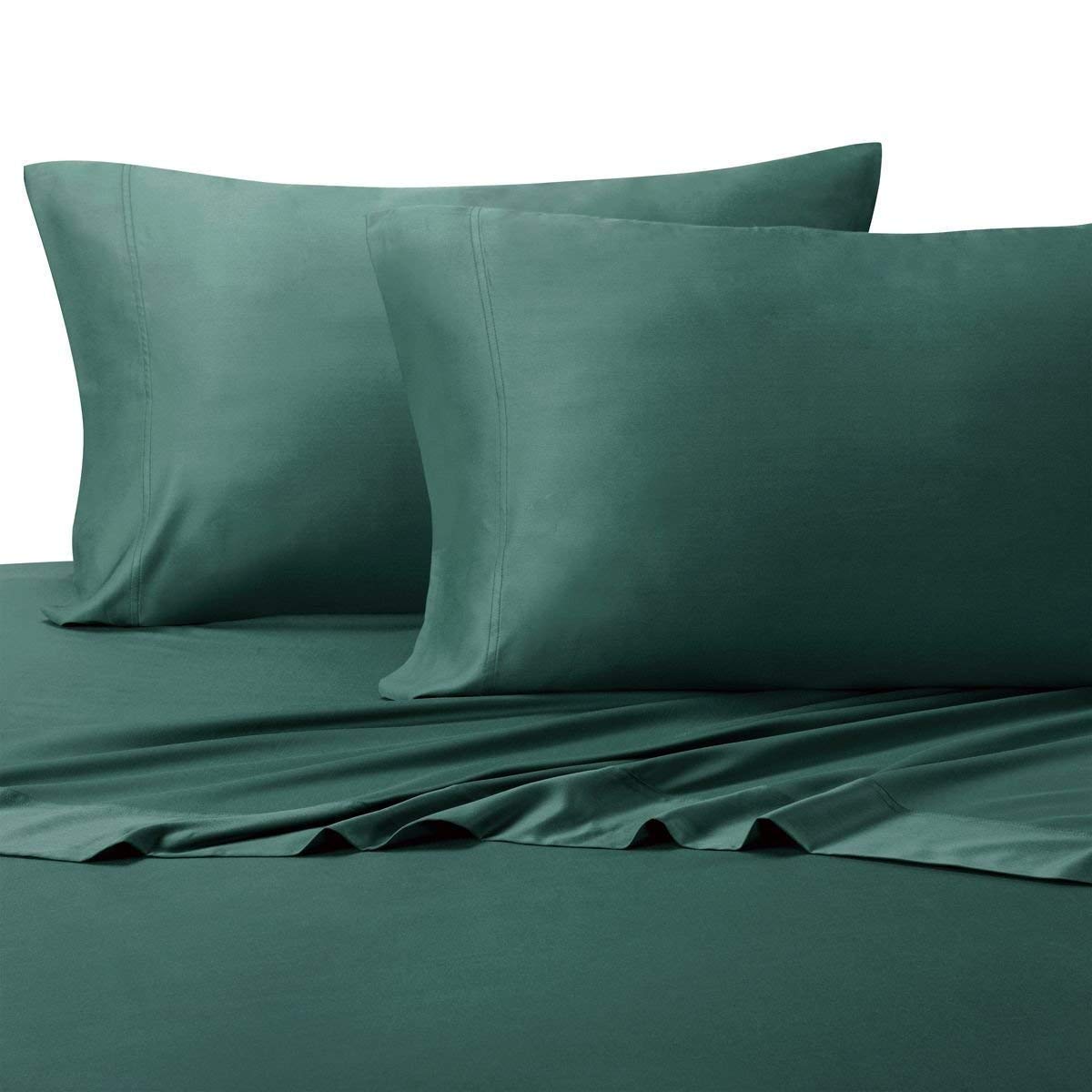 Bamboo Viscose Sheets - 100% Natural Silky Soft Woven Fabric for Cooling Sleep - 5PC Split-King Size Set in Teal - Perfect for Hot Sleepers & Eco-Friendly Bedrooms