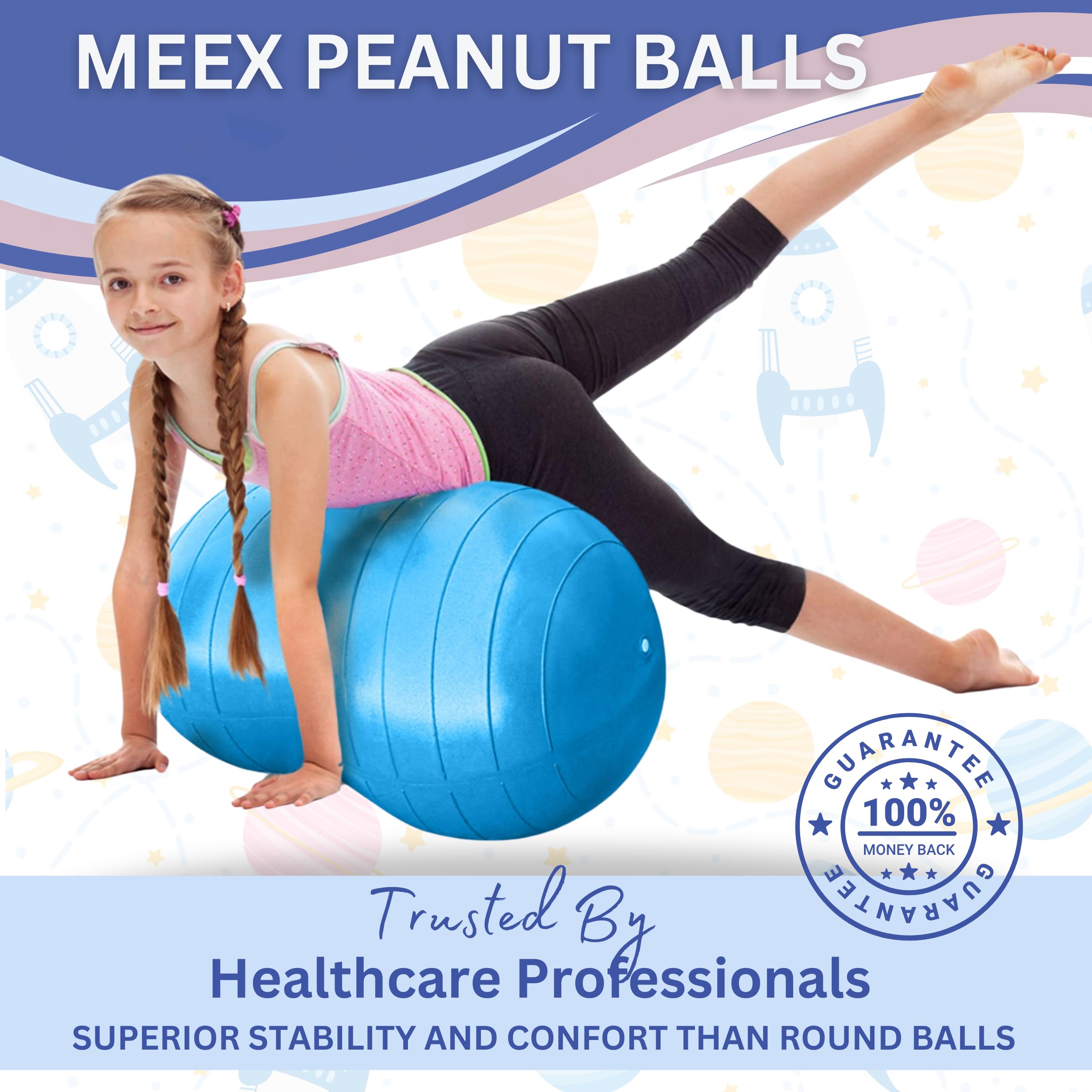 **Meex Sensory Peanut Ball for Kids - Therapy & Exercise Yoga Ball to Improve Balance, Motor Skills & Calming Development - Flexible Seating for Autistic Children - Perfect for Home, Classroom & Physical Therapy Sessions**