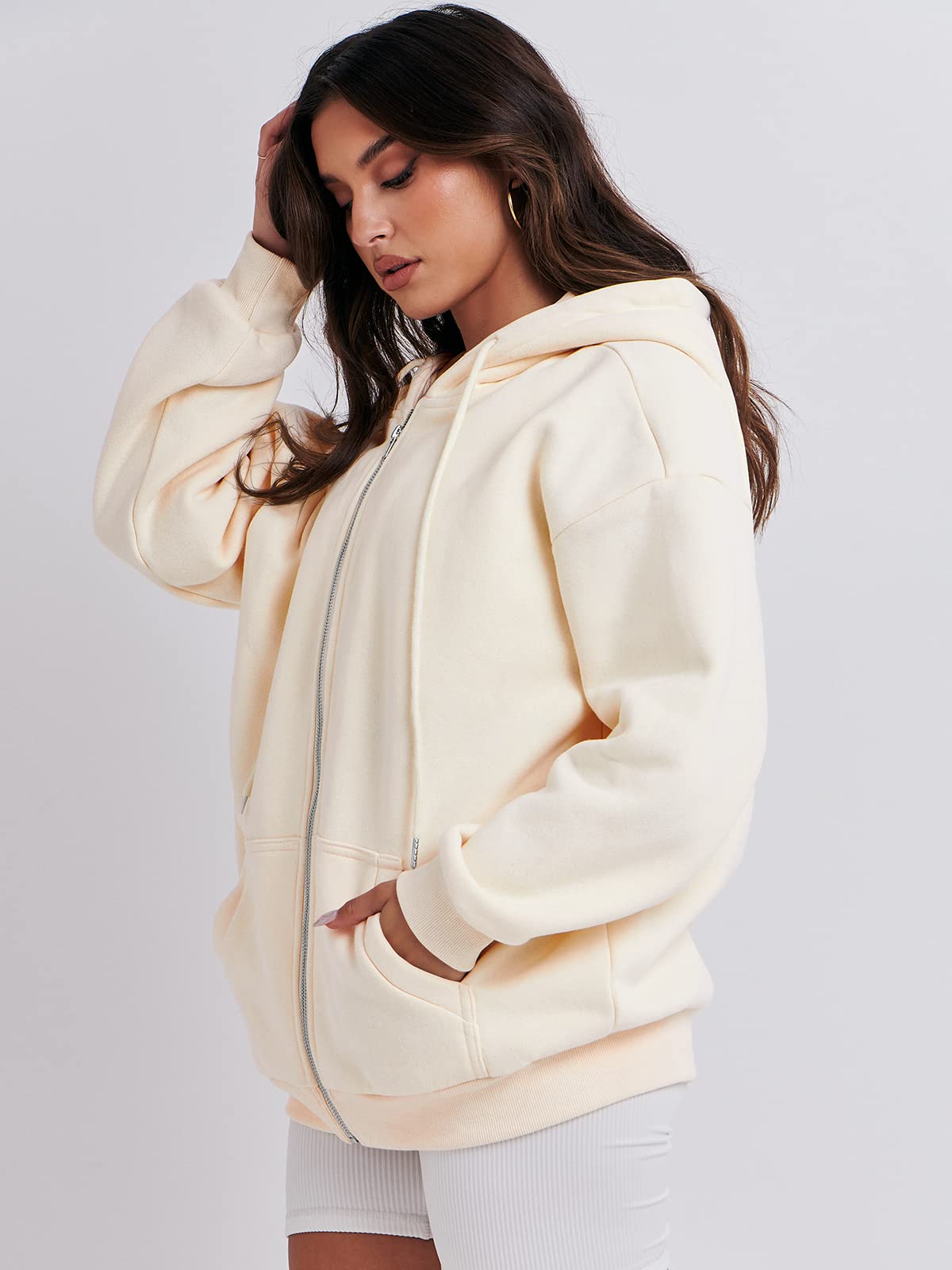 ANRABESS Women's Oversized Zip Up Hoodie - Fleece Long Sleeve Sweatshirt with Pockets | Y2K Fashion Jacket for Fall 2025 | Cozy Casual Wear for Street Style, Loungewear & Outdoor Activities