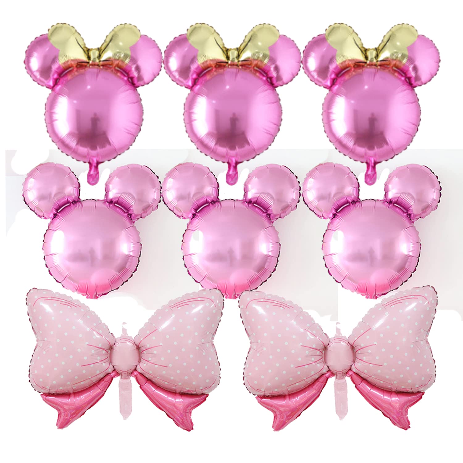 Finypa 6 Pcs Mouse Head Birthday Balloons - Large Pink Bow Foil Balloons for Baby Showers, Weddings & Kids Birthday Party Decorations - Perfect for Disney Themed Parties, Gender Reveals & Photo Backdrops