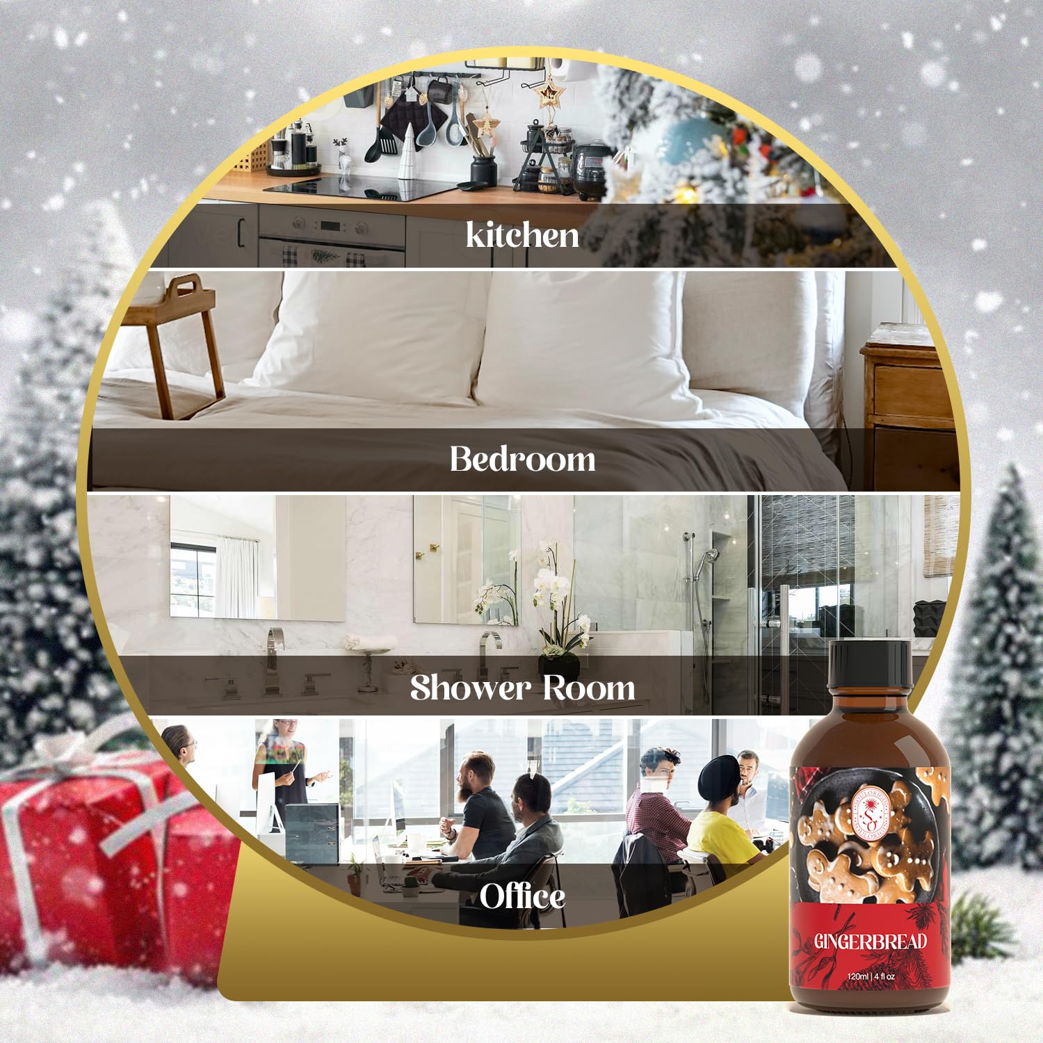 Winter Gingerbread Essential Oil 120ml (4 Fl Oz) - Natural Holiday Aromatherapy Oil for Diffusers, Humidifiers & Massage | Perfect for Christmas Candles, Home Scenting & Relaxation