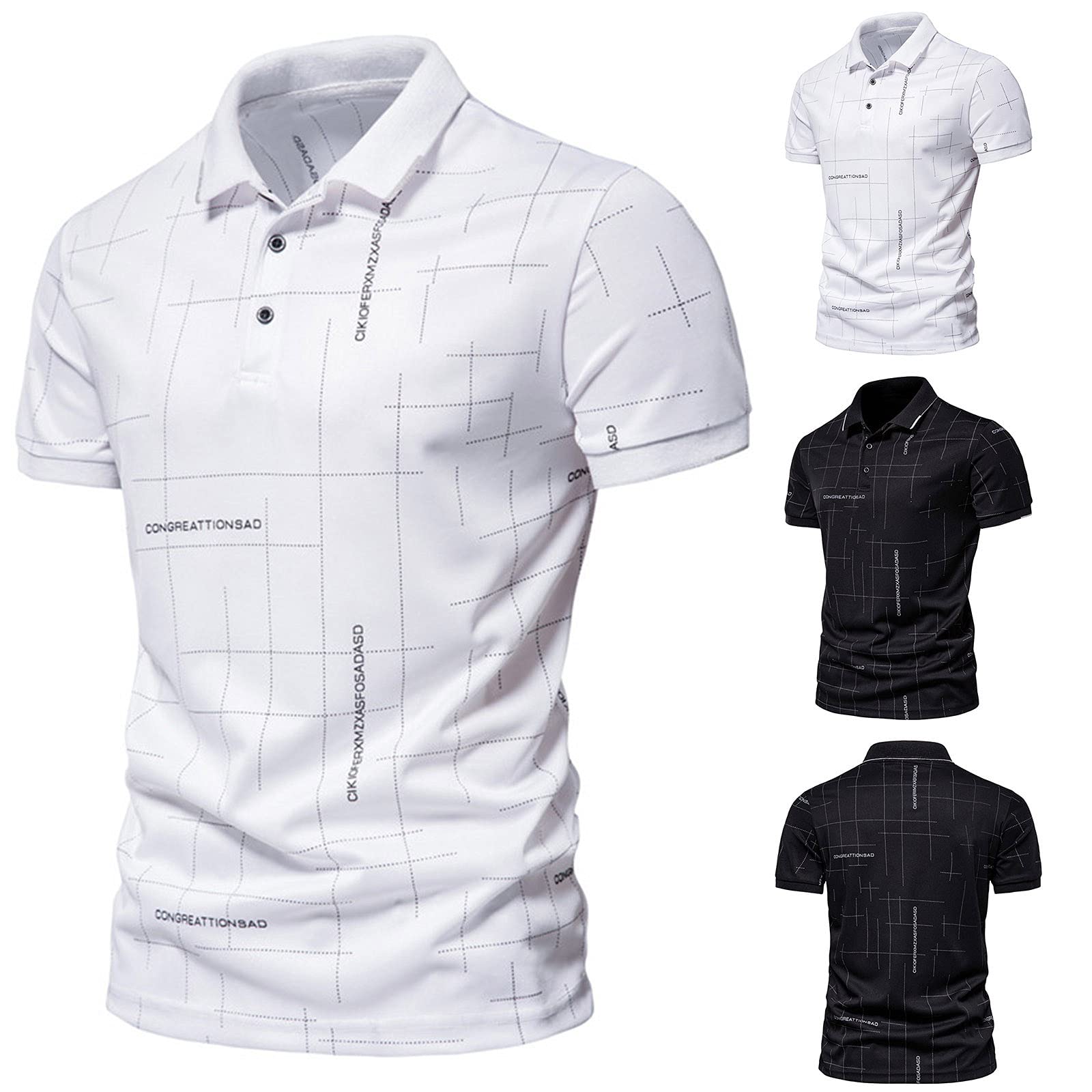 Men's Casual Big & Tall Dress Shirts with Dotted Line Print - Stylish Tunic Blouse for Office, Party & Formal Occasions
