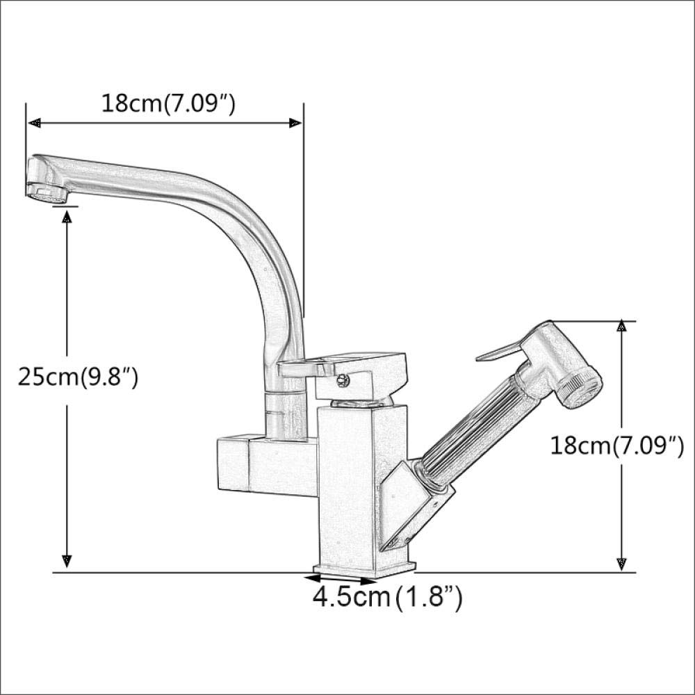 Premium Gold Kitchen Faucet with Pull-Out Sprayer - Single Handle Mixer Tap with Dual Swivel Spouts for Hot & Cold Water - Perfect for Modern Kitchens & Food Prep Stations
