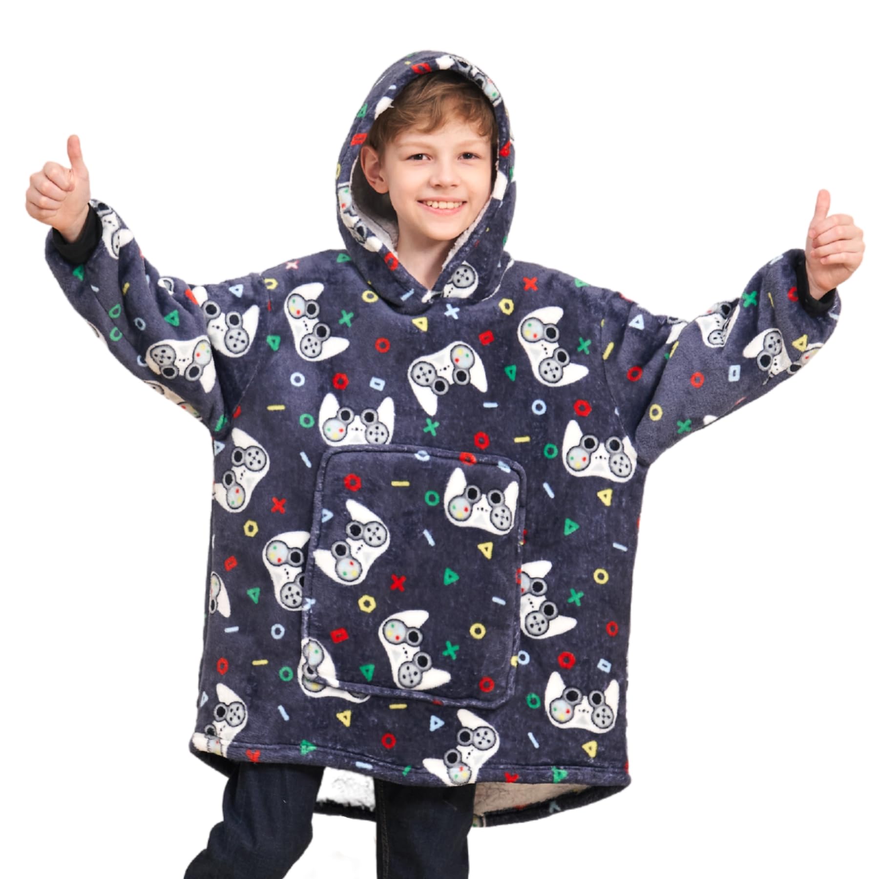 Boys Gamer Oversized Hoodie - Warm Fleece Hooded Sweatshirt for Kids | Comfortable Gaming & Casual Wear for Boys