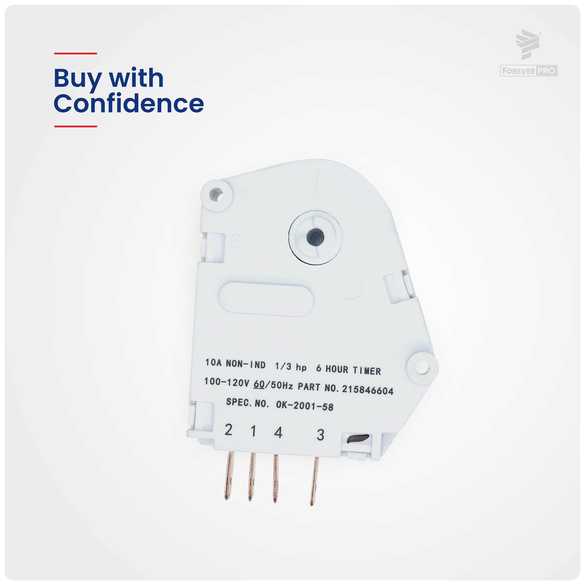 ForeverPRO 215846604 Refrigerator Defrost Timer Replacement for Frigidaire Models 241809402, 241809401, 08000035, 08003824 - Perfect for Kitchen Appliance Repair & Maintenance