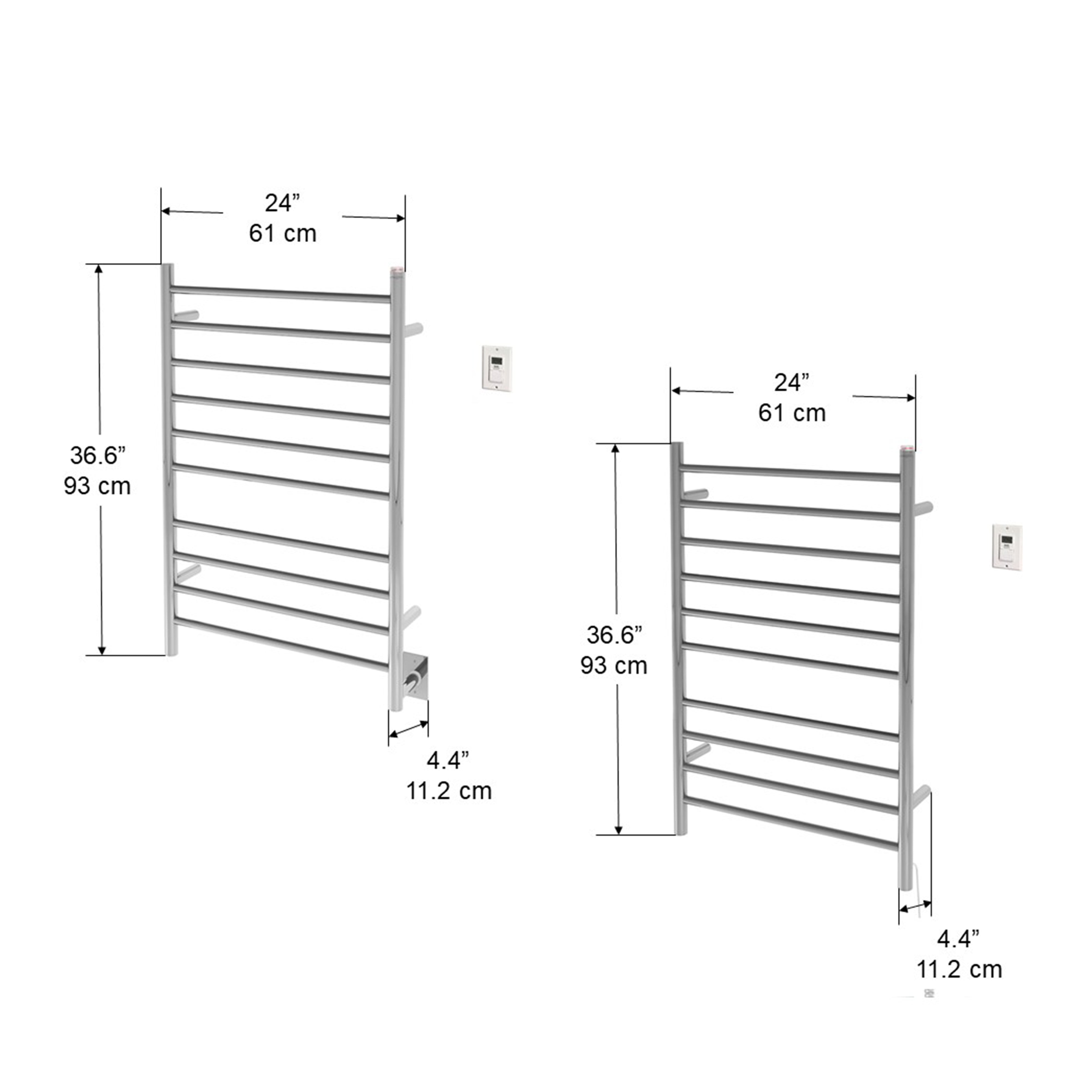 Novara Dual 10 Bar Wall Mounted Stainless Steel Towel Warmer with Digital Timer - Bathroom Luxury Heated Towel Rack for Spa, Hotel & Home Use