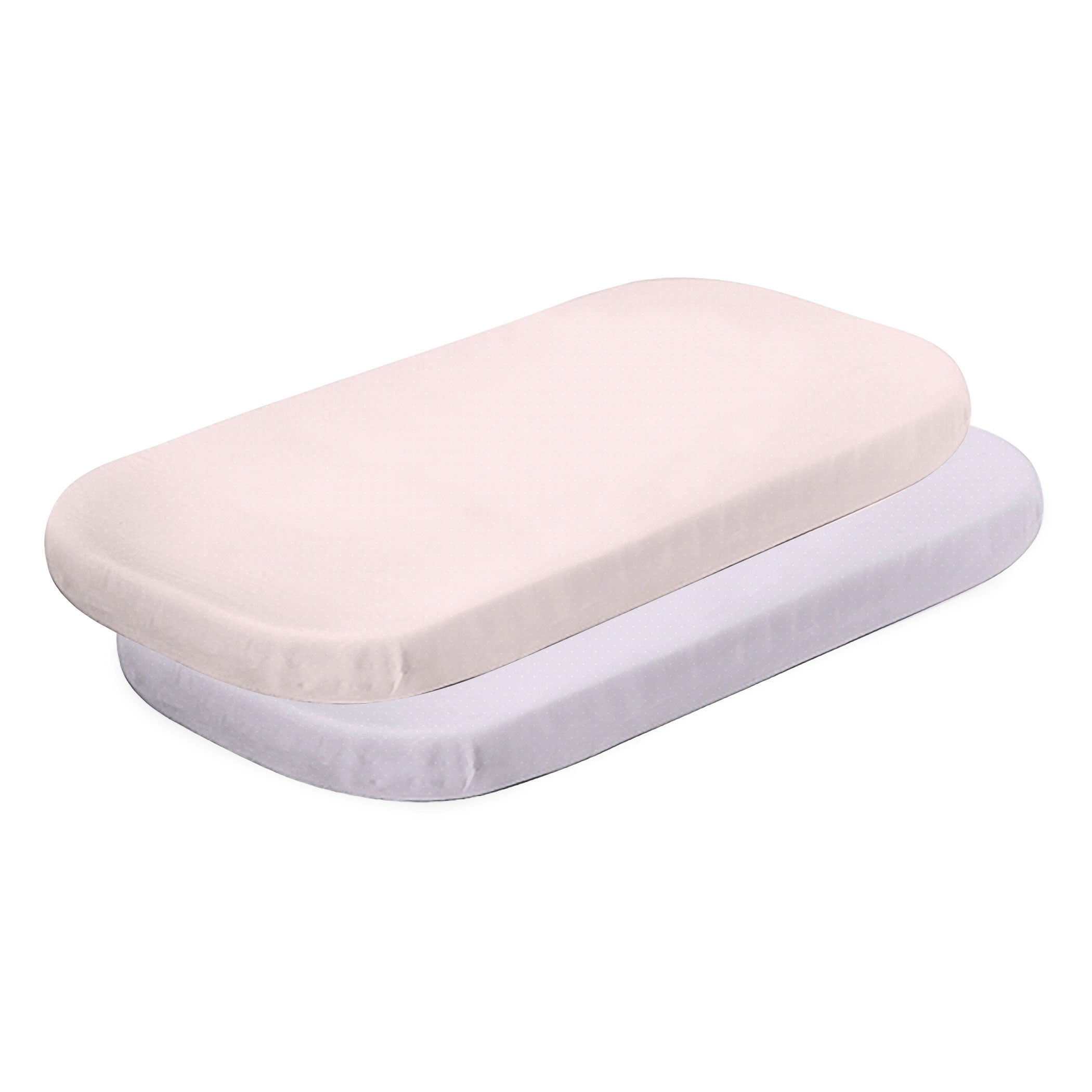 2-Pack Jersey Cotton Co-Sleeper & Bedside Sleeper Fitted Sheets - Soft Pink & Lilac for Baby Bassinet - Perfect for Nursery, Daycare & Travel Use