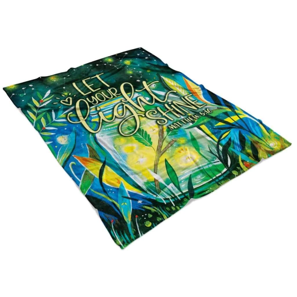 Let Your Light Shine Matthew 5:16 Christian Prayer Blanket - Soft Fleece Bible Verse Throw for Worship, Church, Home Devotion & Gift - Religious Inspirational Blanket with Lion Design
