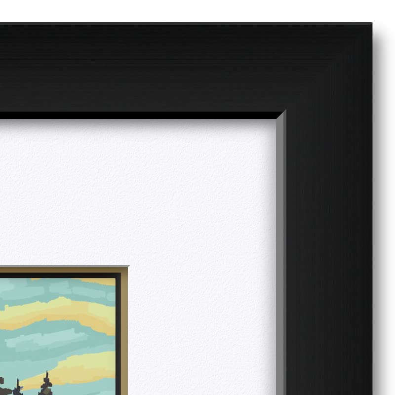 Paul A. Lanquist Framed Art Print - Kawartha Lakes Ontario Canada Forest Canoe Scene - 15x19 Inch Professionally Matted Wall Decor - Perfect for Living Room, Office or Cabin Decor