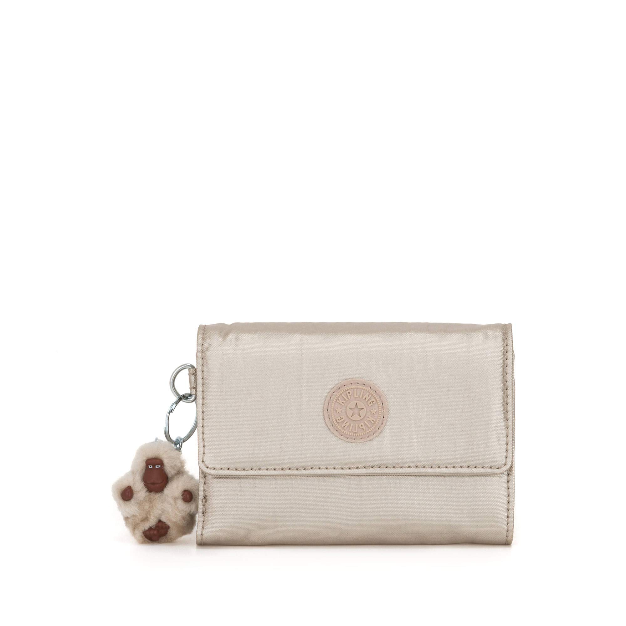 Kipling Pixi Medium Metallic Organizer Wallet - Gleaming Gold Crossbody Purse for Women | Perfect for Travel, Work & Everyday Use