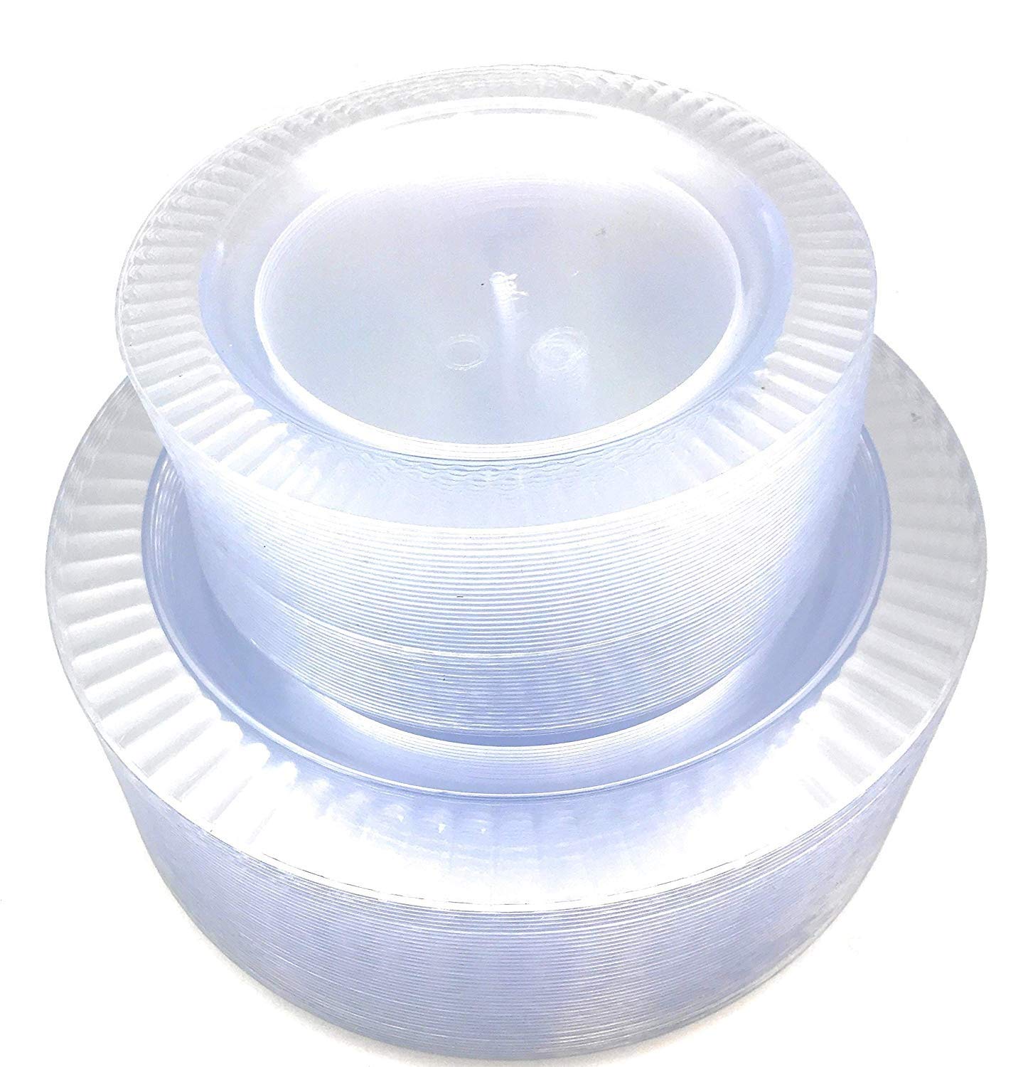 Oojami 90-Pack Clear Disposable Plastic Plates - 7 Inch (45) & 10 Inch (45) - Heavy Duty Party Dinnerware for BBQs, Picnics, and Family Gatherings