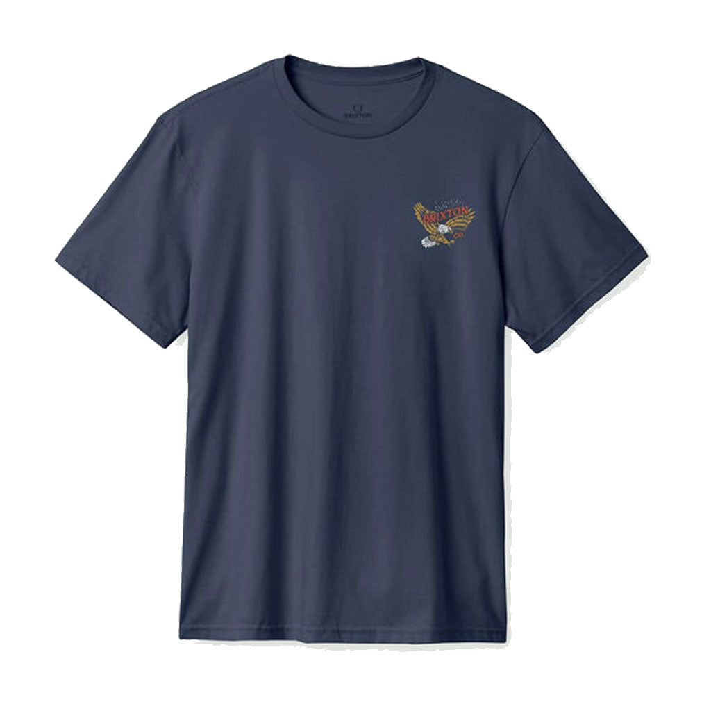 Brixton Keller Short Sleeve T-Shirt for Men - Washed Navy Vintage Style Tee - Casual Wear, Street Style & Everyday Outfits