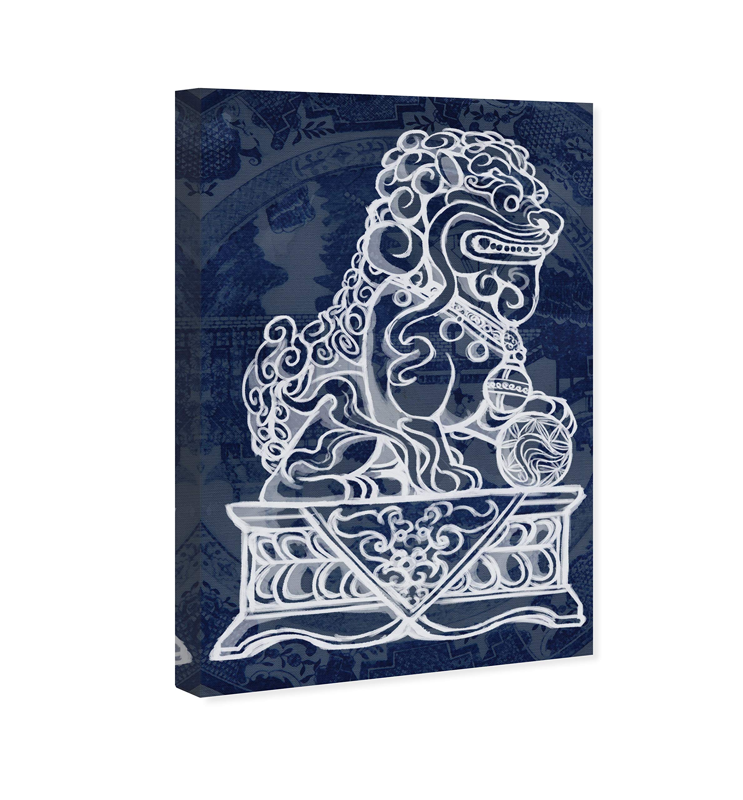 Oliver Gal Artist Co. Julianne Taylor-Foo Dog Midnight World Map Wall Art Canvas Print - 30x45 Inch Blue & White Home Decor for Living Room, Bedroom or Office