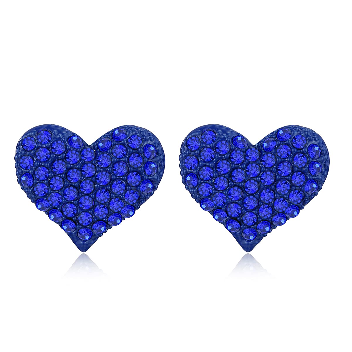 Cute Alloy Crystal Love Heart Stud Earrings for Women - Colorful Enamel Fashion Jewelry Set (Perfect for Valentine's Day, Anniversary Gifts & Everyday Wear)