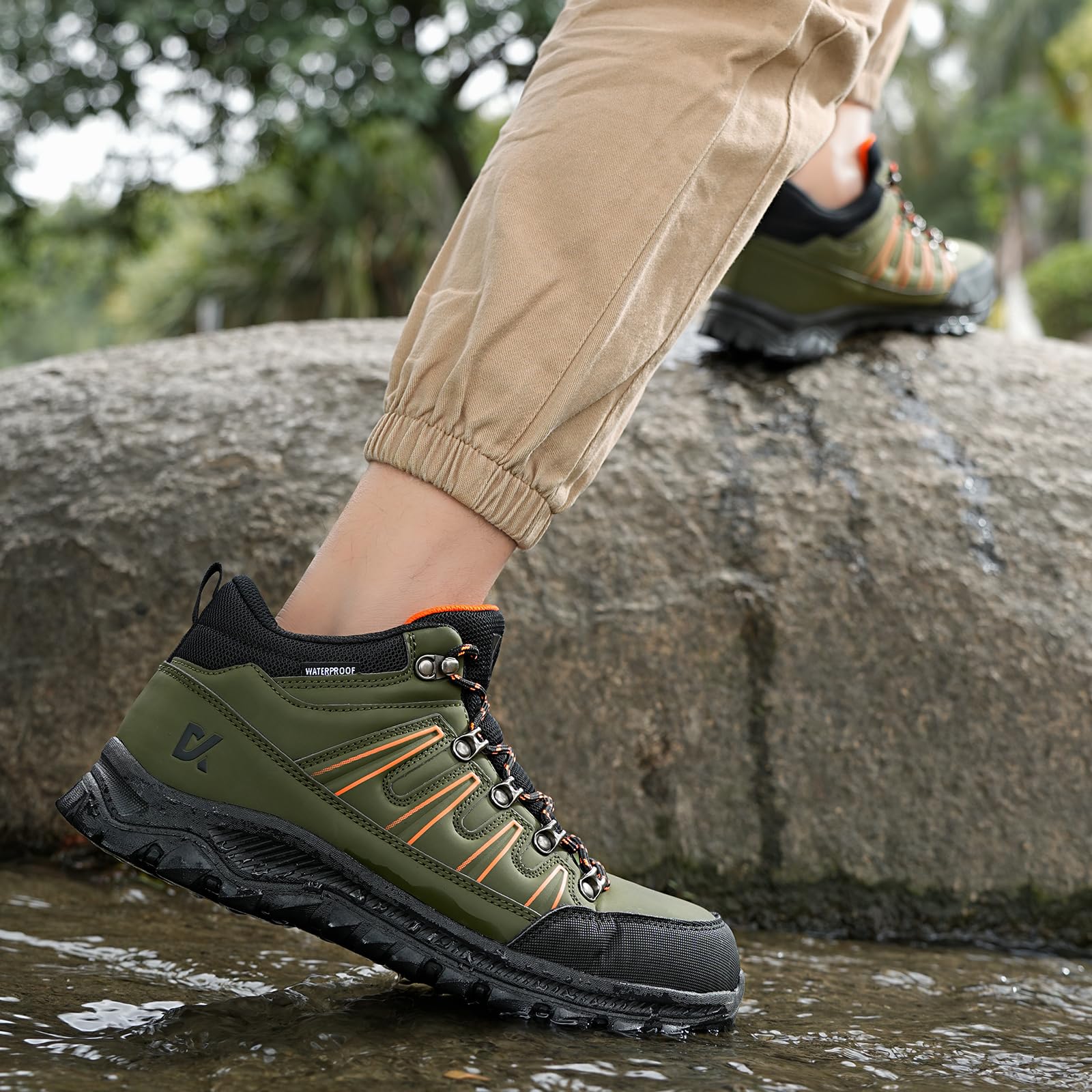 **DXINZHI Men's Steel Toe Work Shoes - Indestructible, Waterproof & Non-Slip Safety Boots with Composite Toe for Outdoor & Industrial Use**    **Usage Scenarios:** Perfect for construction, warehouse work, hiking, and heavy-duty outdoor activities.