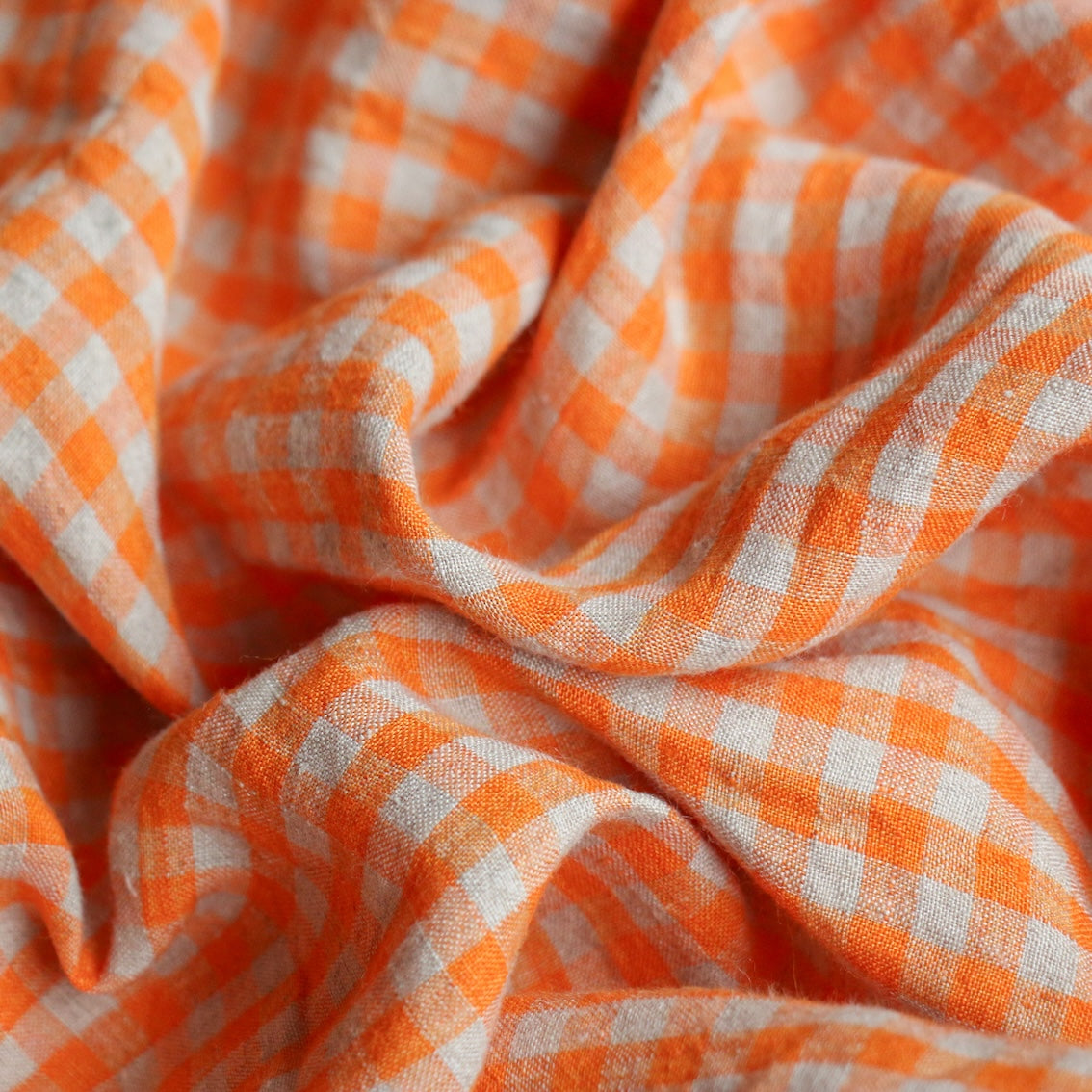 Abby Check Jaffa Washed Linen Fabric - Soft & Breathable Material for Clothing, Dresses, Curtains & Home Decor