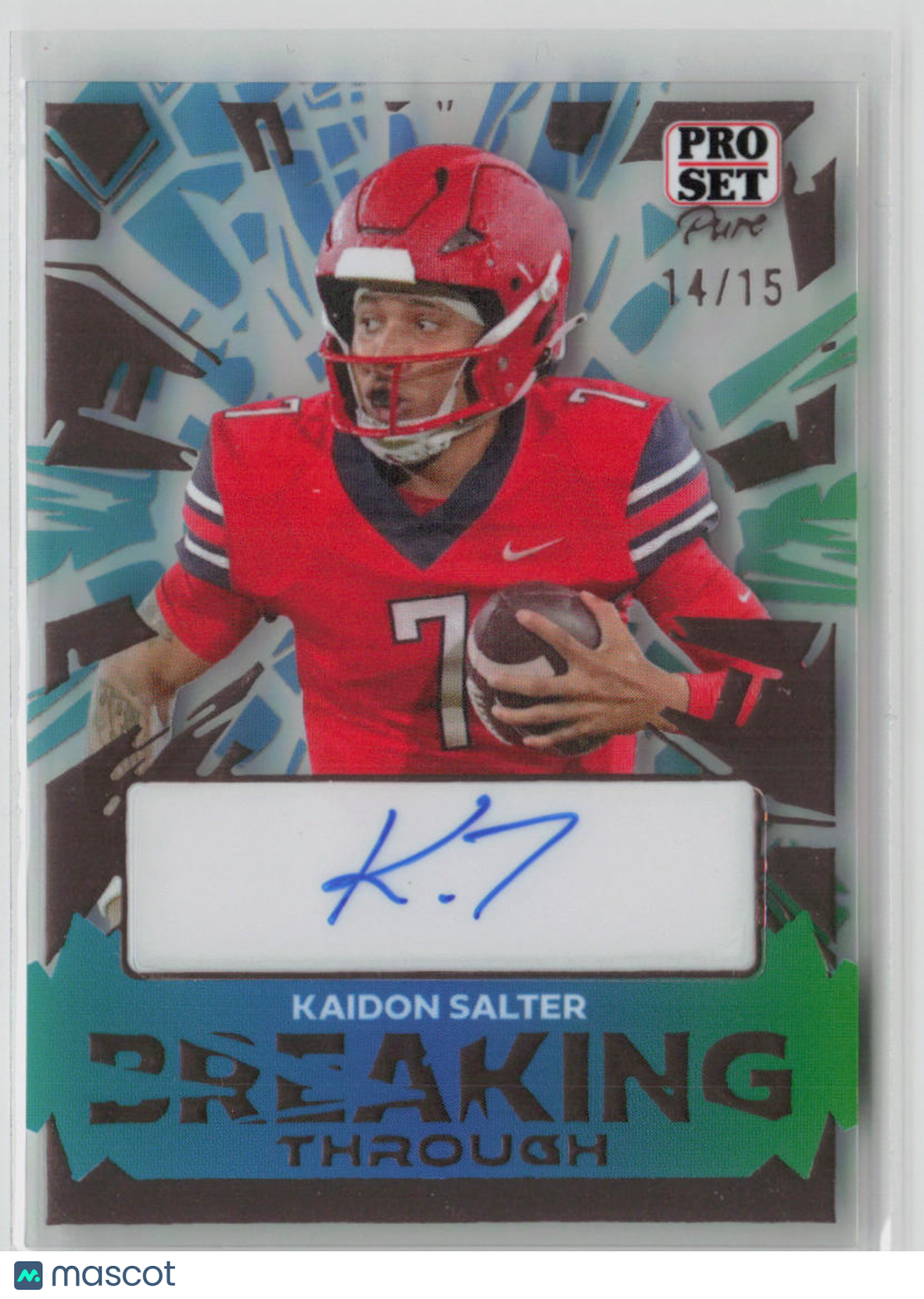 2024 Leaf Pro Set Pure Kaidon Salter Autograph 14/15 Holo #BT KS1 - Rare Football Trading Card for Collectors & Investors - Perfect for Sports Memorabilia Displays & Fantasy League Prizes