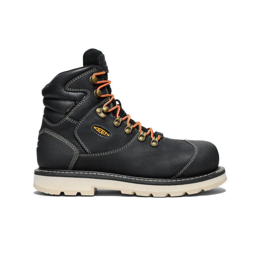 Men's Cincinnati+ 6 Waterproof 90° Heel Work Boot with Carbon Toe - Black/Sandshell | Slip Resistant Safety Shoes for Construction, Outdoor & Industrial Work