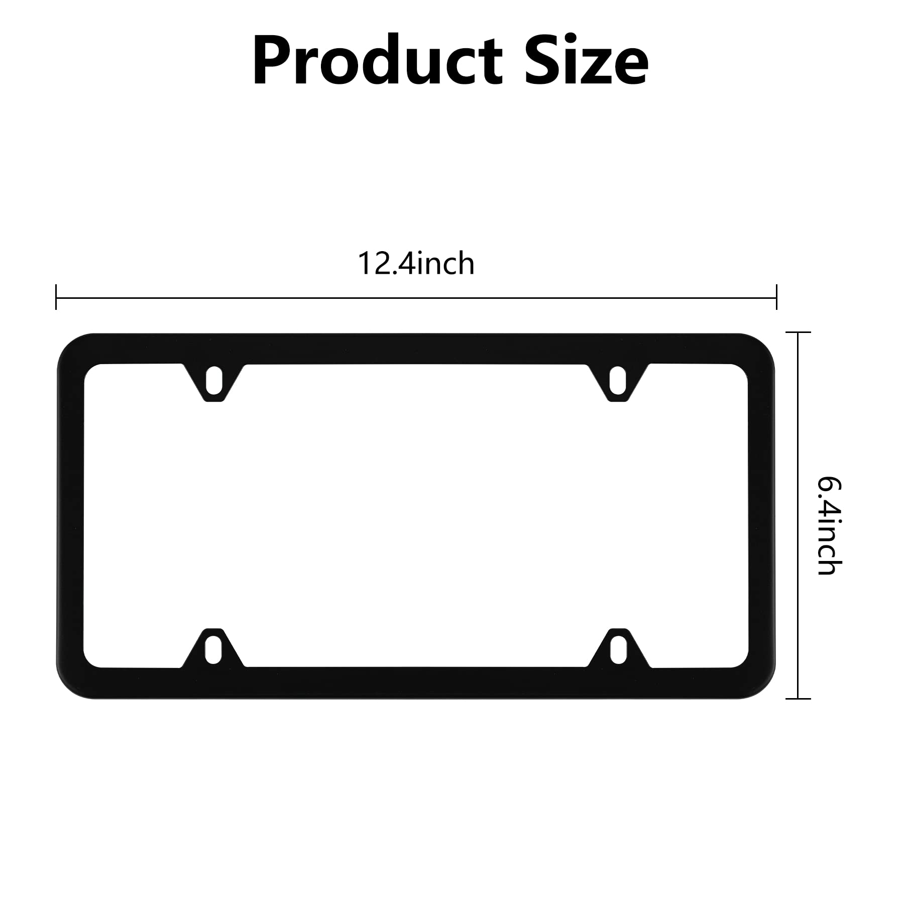 Alpmosn 2PCS Black Stainless Steel License Plate Frames - 4 Hole Car License Plate Covers with Screws, Washers & Caps - Durable US Vehicle License Plate Holder - Perfect for Car Exterior Protection & Customization (Ideal for Cars, Trucks & SUVs)