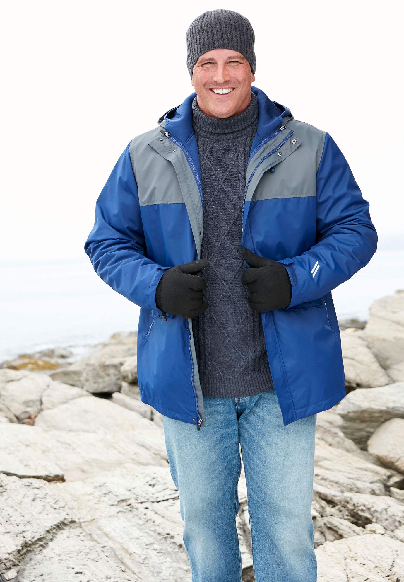 KingSize Men's Big & Tall 3-in-1 Trident Jacket - Waterproof Winter Coat with Removable Hood for Hiking, Camping & Outdoor Activities