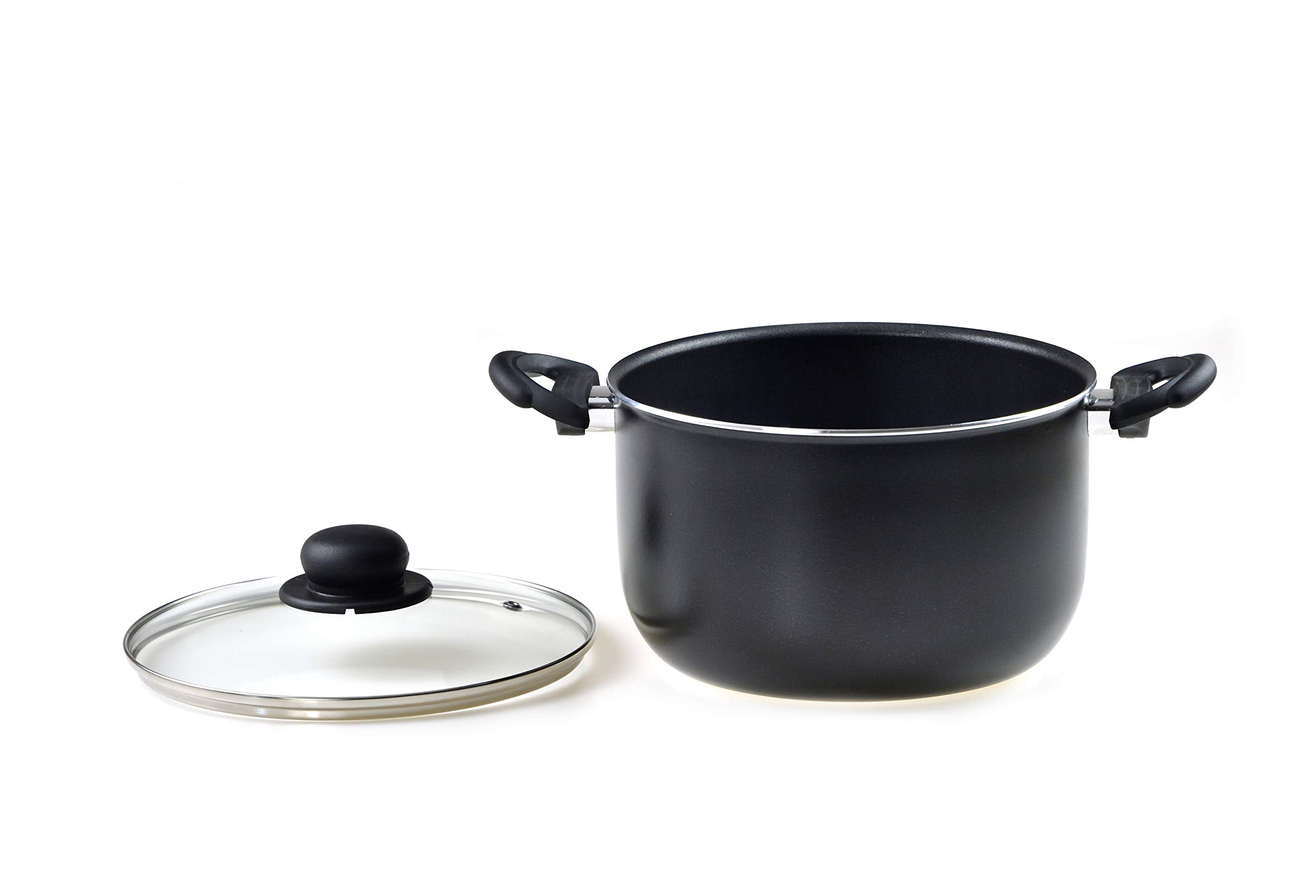 RAVELLI Italia Linea 30 Non-Stick Stock Pot with Glass Lid - 3.2 Quart Stainless Steel Cookware for Soups, Stews & Pasta - Perfect for Home Cooking & Professional Kitchens