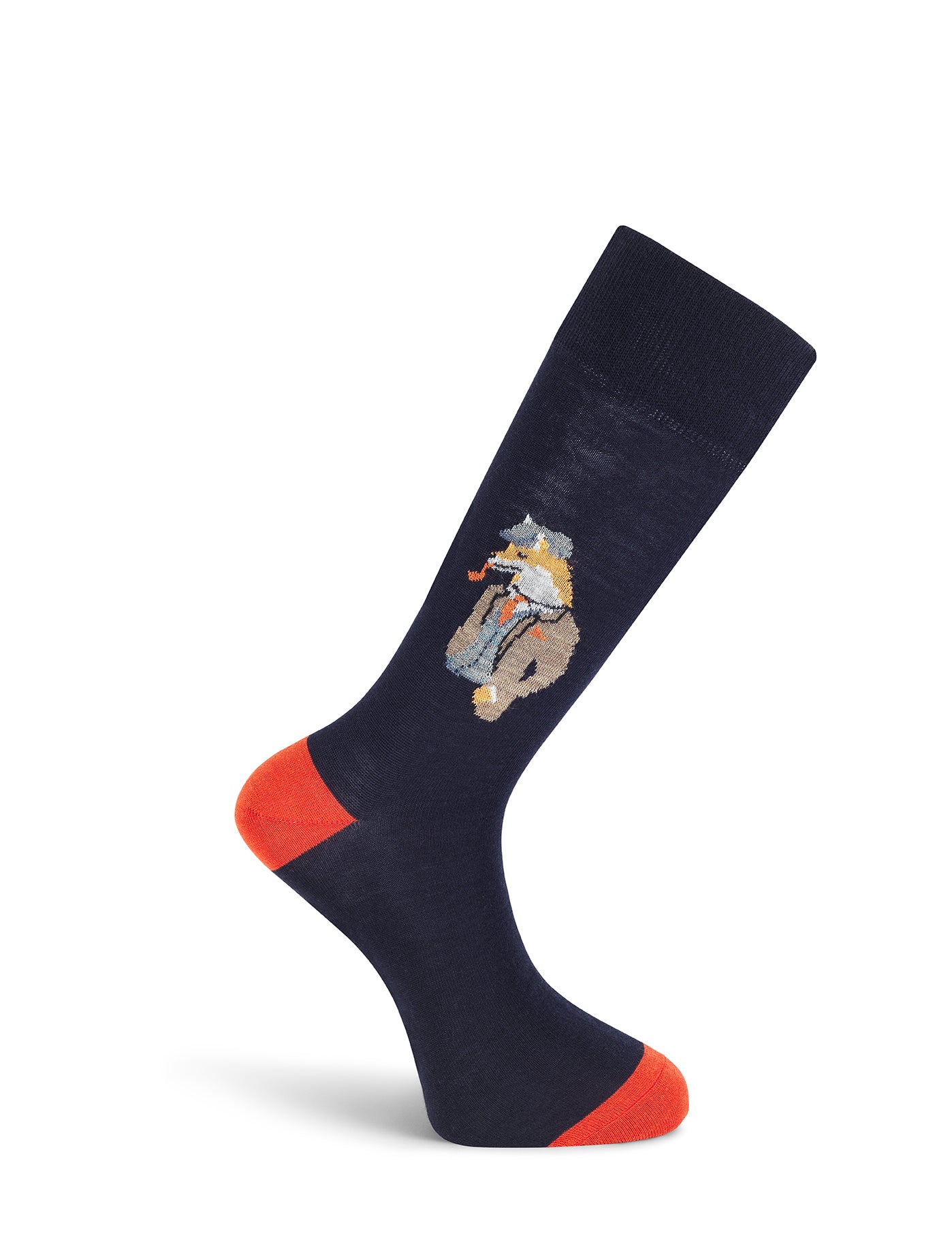 Premium Navy Blue Mr. Fox Wool Socks for Men - Warm Winter Hiking & Outdoor Activities Socks