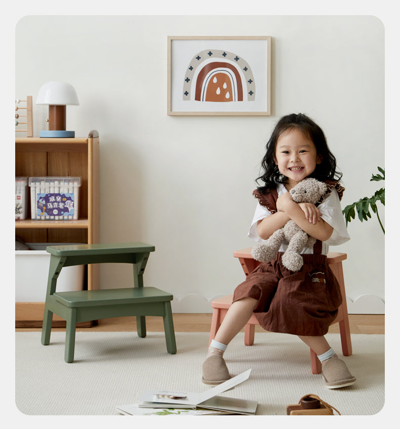 Birch Solid Wood Kids Multifunctional Low Foot Stool - Durable Step Stool for Bathroom, Kitchen, and Playroom - Perfect for Toddlers and Children