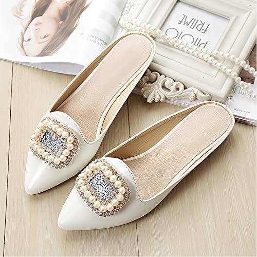 Sparkly Rhinestone Mules for Women - Pointed Toe Slip-On Dress Shoes | Comfortable Backless Loafers & Elegant Slides for Parties, Weddings & Office Wear