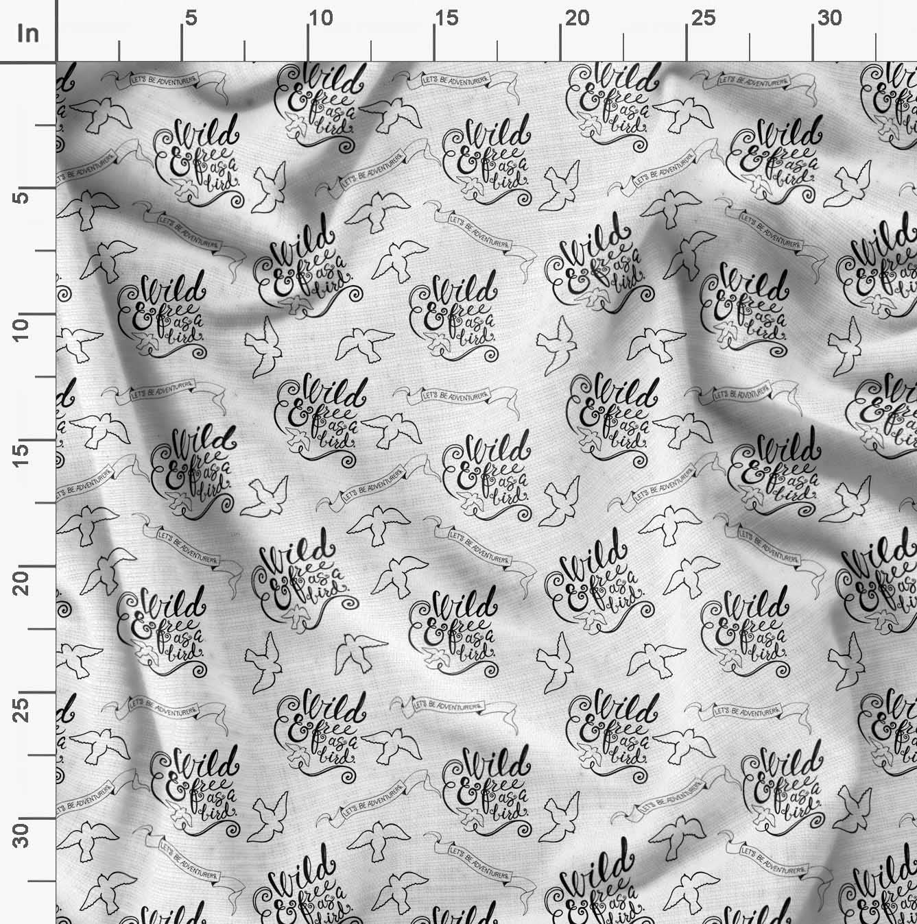 Soimoi Moss Georgette White Fabric by The Yard - 42 Inch Wide Textured Bird Tribal Print Fabric for DIY Dresses, Curtains & Home Decor - Lightweight Flowy Material for Sewing Projects & Bohemian Fashion