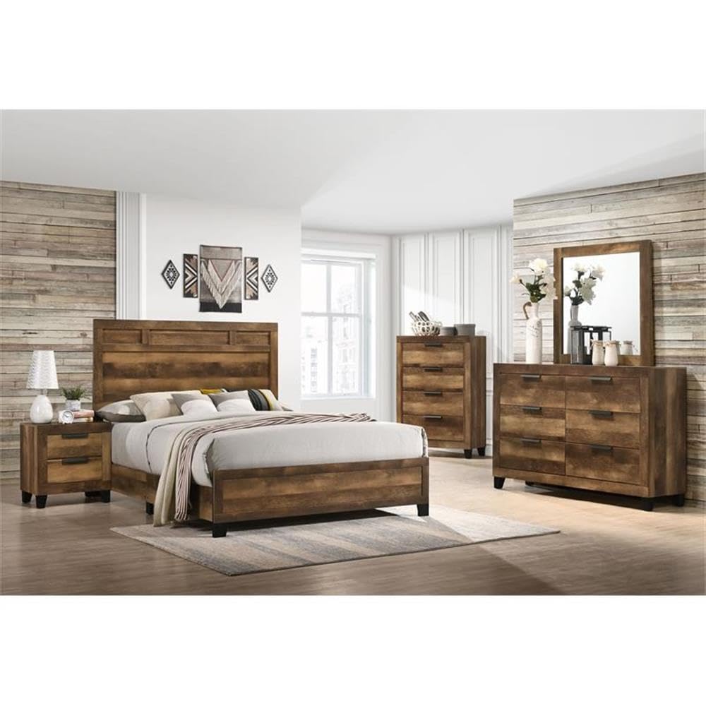 Acme Morales 6-Drawer Rustic Oak Wooden Dresser - Perfect for Bedroom Storage & Closet Organization