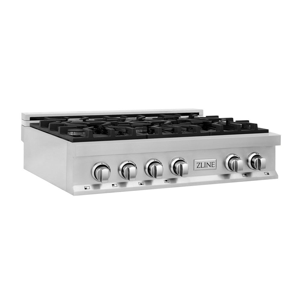 ZLINE RT36 36-Inch Stainless Steel Gas Rangetop with 6 Burners & Porcelain Cooktop - Professional Kitchen Stove for Home Chefs & Cooking Enthusiasts