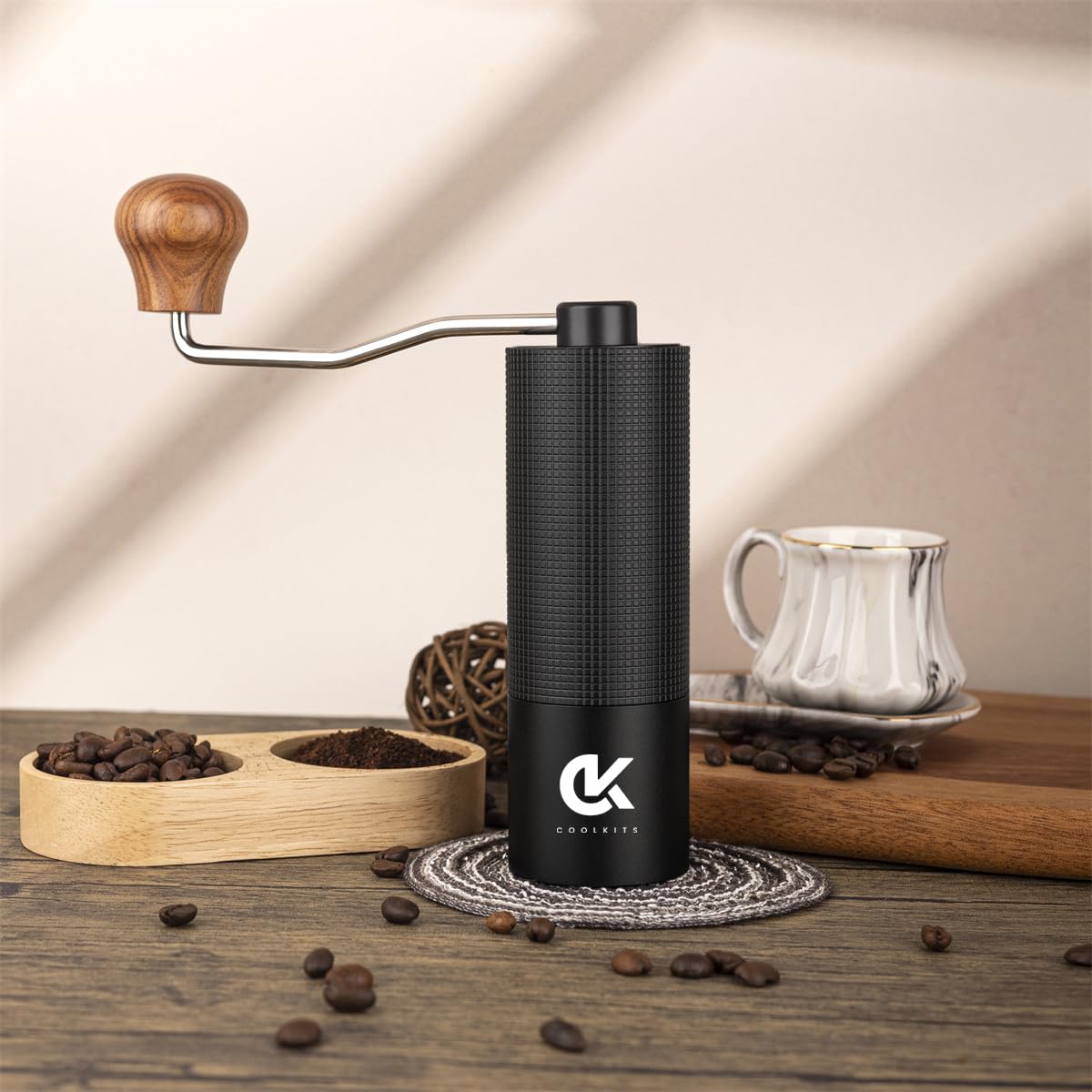 Premium Manual Coffee Grinder - Adjustable Coarse to Fine Settings, 30g Capacity with CNC Stainless Steel Conical Burr for Espresso, French Press, Pour Over - Perfect for Home, Office, Travel & Camping Coffee Lovers