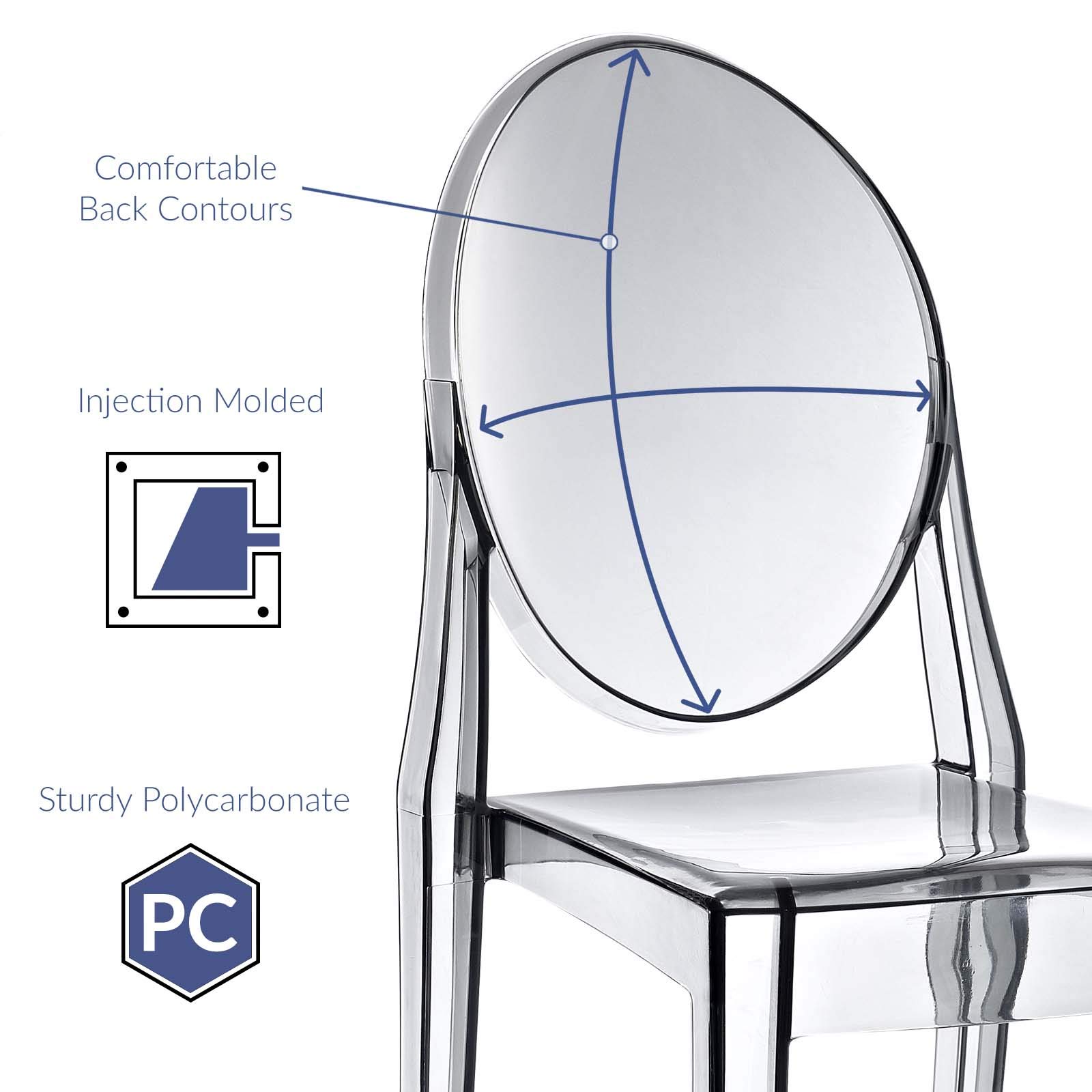Modway Casper Modern Acrylic Stacking Dining Chair - Smoke Translucent Kitchen & Dining Room Furniture - Ready to Use for Small Spaces & Outdoor Entertaining