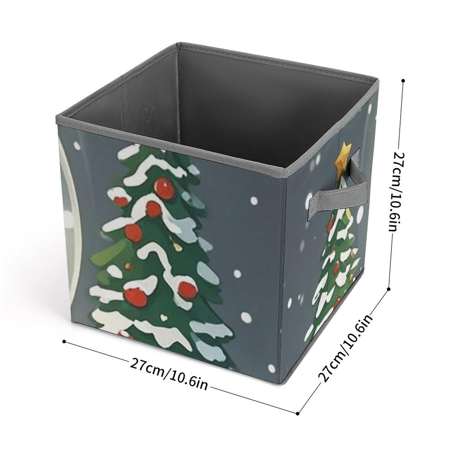 Christmas Snow Globe Storage Bin - Large Capacity Collapsible Storage Box with Handles, 10.6x10.6x10.6 Inch Closet Organizer for Home & Office - Perfect for Holiday Decor, Kids' Toys, and Seasonal Clothing Storage