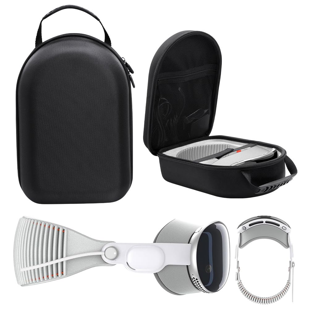 Hard Travel Case for Vision Pro VR Gaming Headset - Shockproof EVA Storage Bag with Carrying Handle - Protective Hard Shell for VR Headset & Game Controllers - Perfect for Travel, Storage & Gaming Sessions